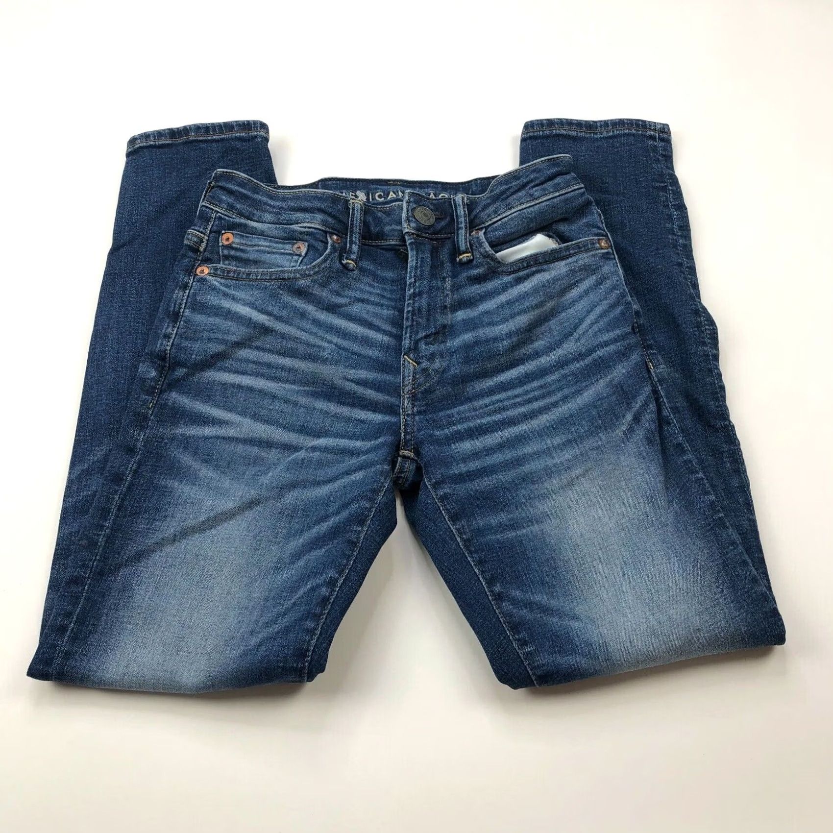 American Eagle Outfitters VINTAGE American Eagle Outfitters Athletic Skinny Jeans 26x28 25W 27L Mens Blue 27in Inseam Stretch Regular Denim Zip Men Size US 26 / EU 42 - 2 Thumbnail