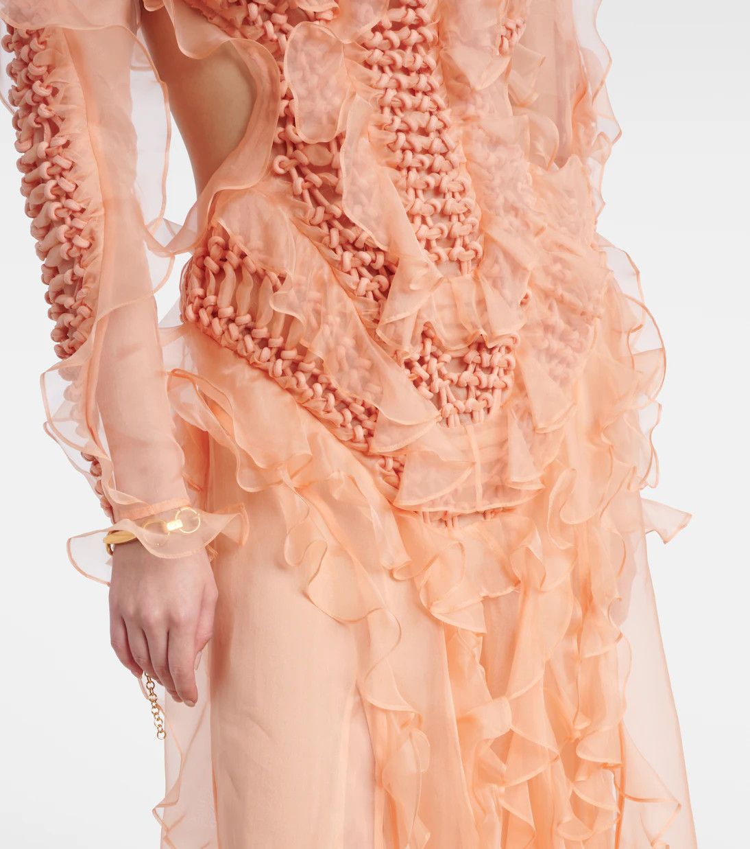 Zimmermann oc11z0226 Balance Ruffled Silk Organza Maxi Dress In Orange Size S / US 4 / IT 40 - 5 Thumbnail
