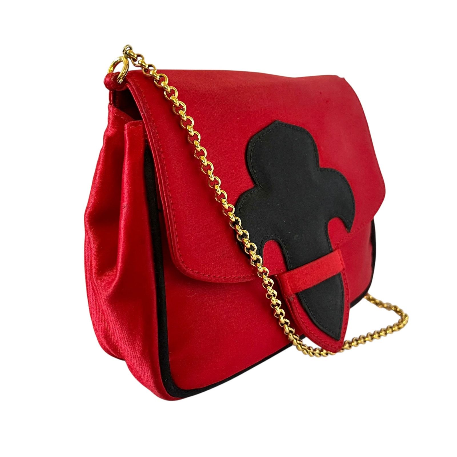 Escada × Vintage Escada Vintage Fleur De Lis Red Satin Crossbody Evening Bag Size ONE SIZE - 10 Thumbnail