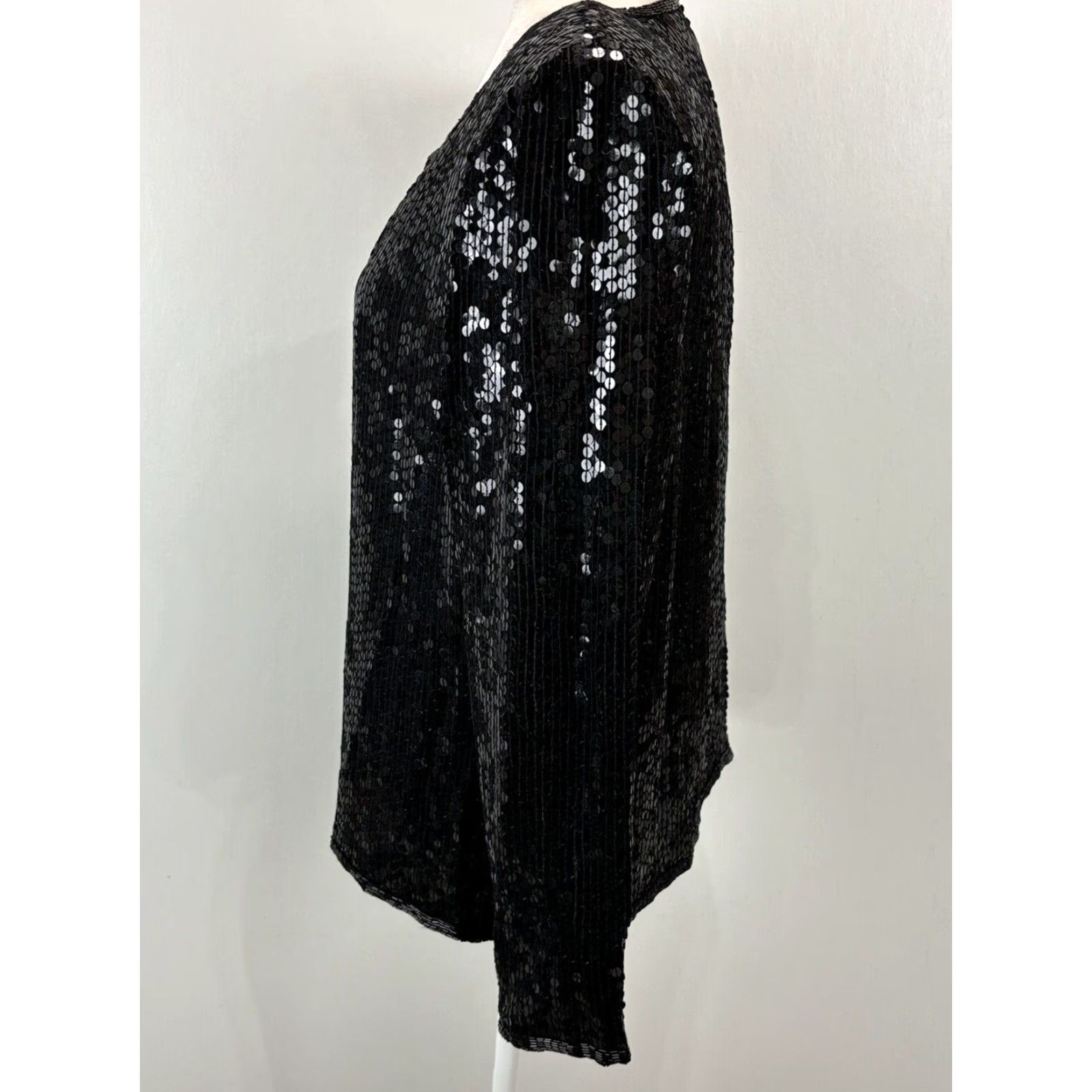 X-LARGE VINTAGE Stenay 100% Silk Sequin Jacket Black XL Women's Formal 80s Size XL / US 12-14 / IT 48-50 - 2 Thumbnail
