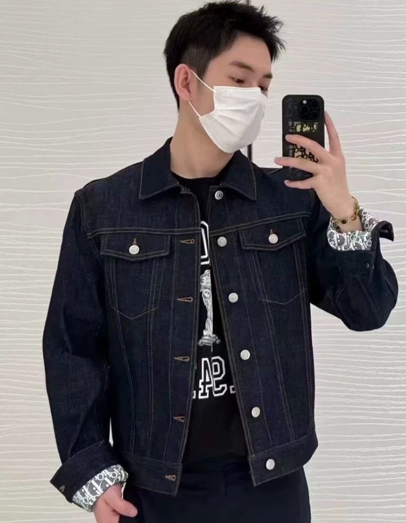 Dior Dior Dark blue inner logo full printed cotton lapel single Size US S / EU 44-46 / 1 - 7 Thumbnail