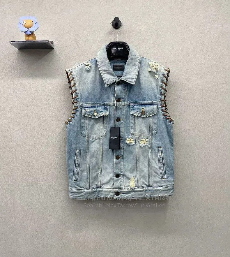 Saint Laurent Paris Saint Laurent Blue Denim Sleeveless Vest. Size US L / EU 52-54 / 3 - 1 Thumbnail