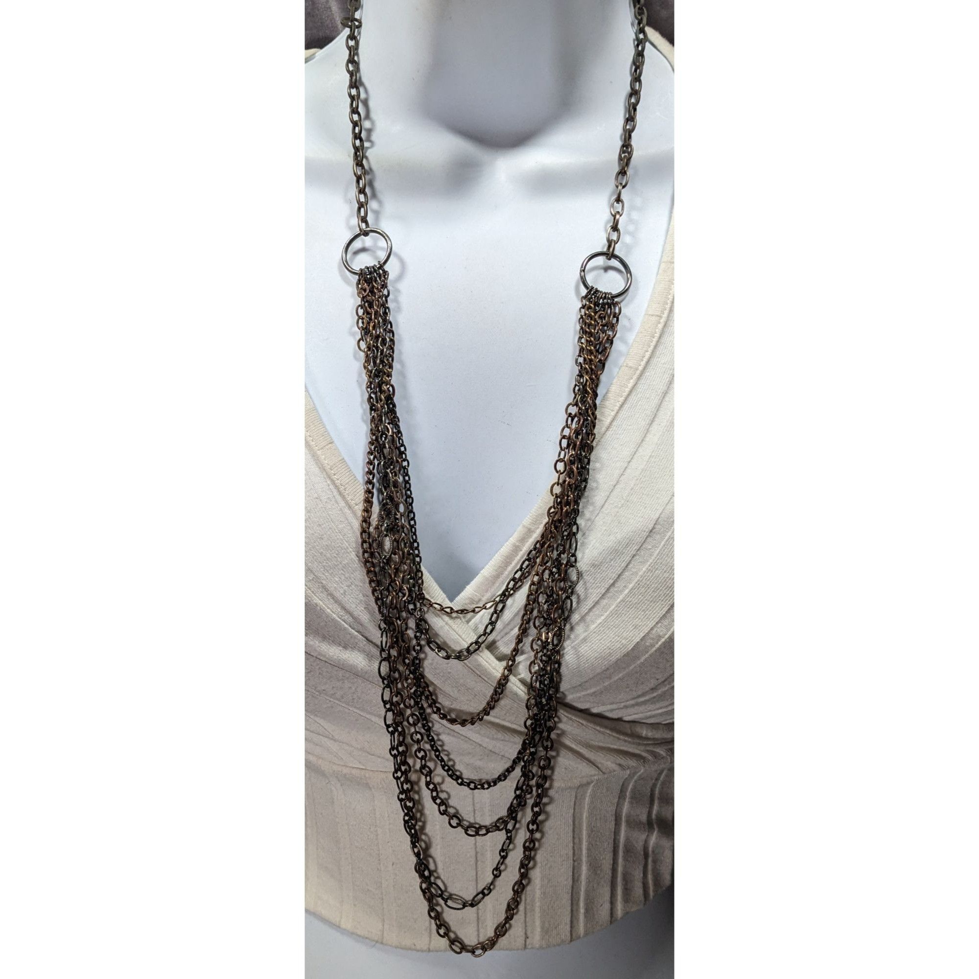 Other Antiqued Gold Tone Multilayer Chain Necklace Size ONE SIZE - 1 Thumbnail