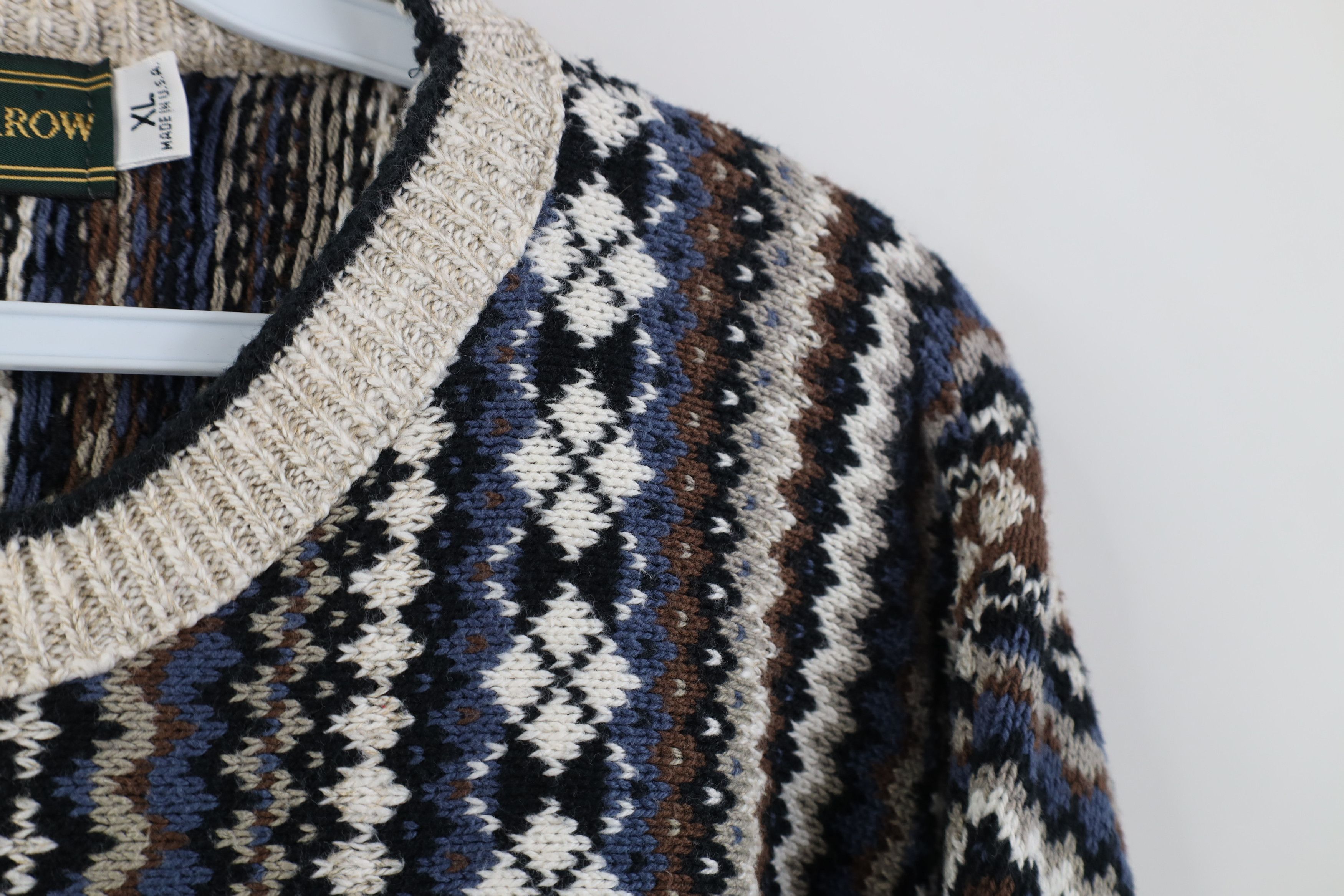 Vintage Vintage 90s Streetwear Fair Isle Knit Crewneck Sweater USA Size US XL / EU 56 / 4 - 4 Thumbnail