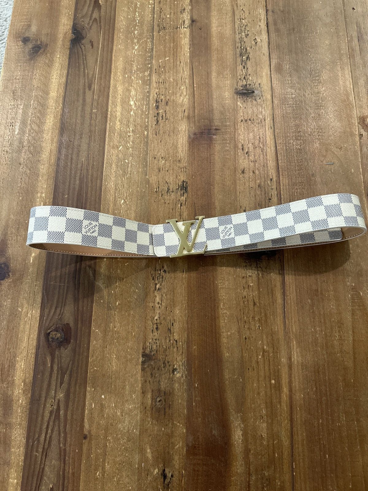 Louis Vuitton White Checkered Belt