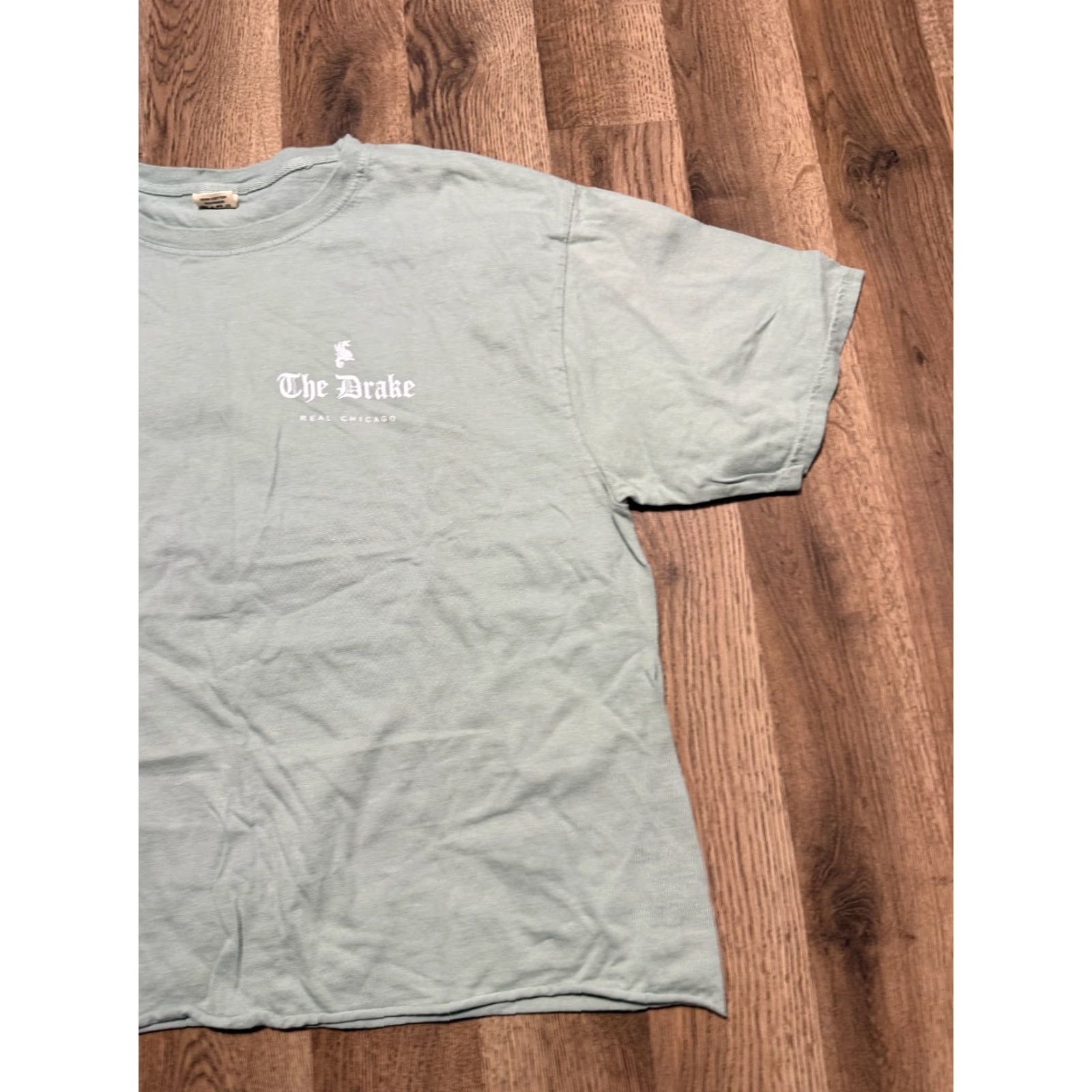 Vintage Blue Shirt Womens L Green White Short Sleeve "The Drake Real Chicago" Size L / US 10 / IT 46 - 4 Thumbnail
