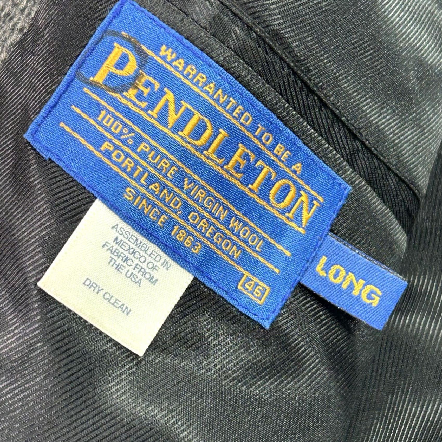 Pendleton Pendleton Mens 46L Gray Wool Tweed Western Sport Coat Jacket Suede Yoke Two-Button Notch Lapel Blazer Size 46R - 4 Thumbnail