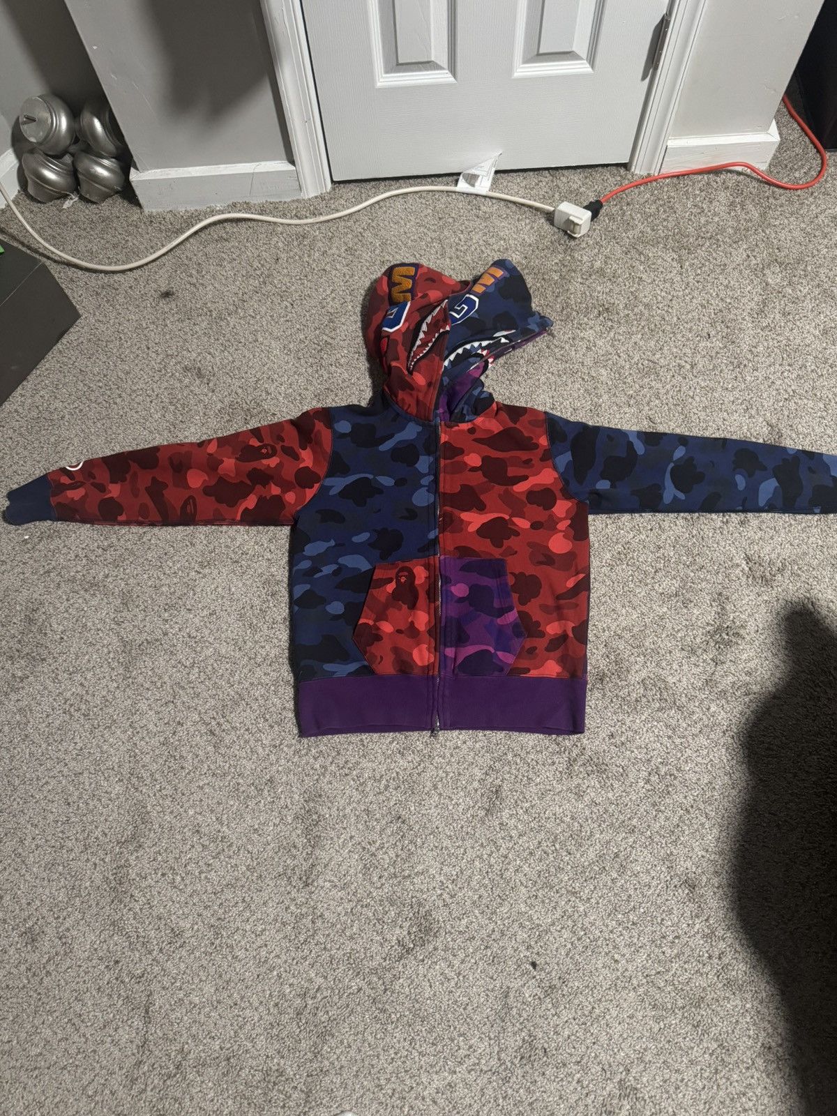 Bape Bape Double Shark Crazy Camo Hoodie Size US S / EU 44-46 / 1 - 2 Thumbnail