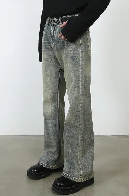 Japanese Brand Washed trendy distressed casual flared jeans Size US 32 / EU 48 - 5 Thumbnail
