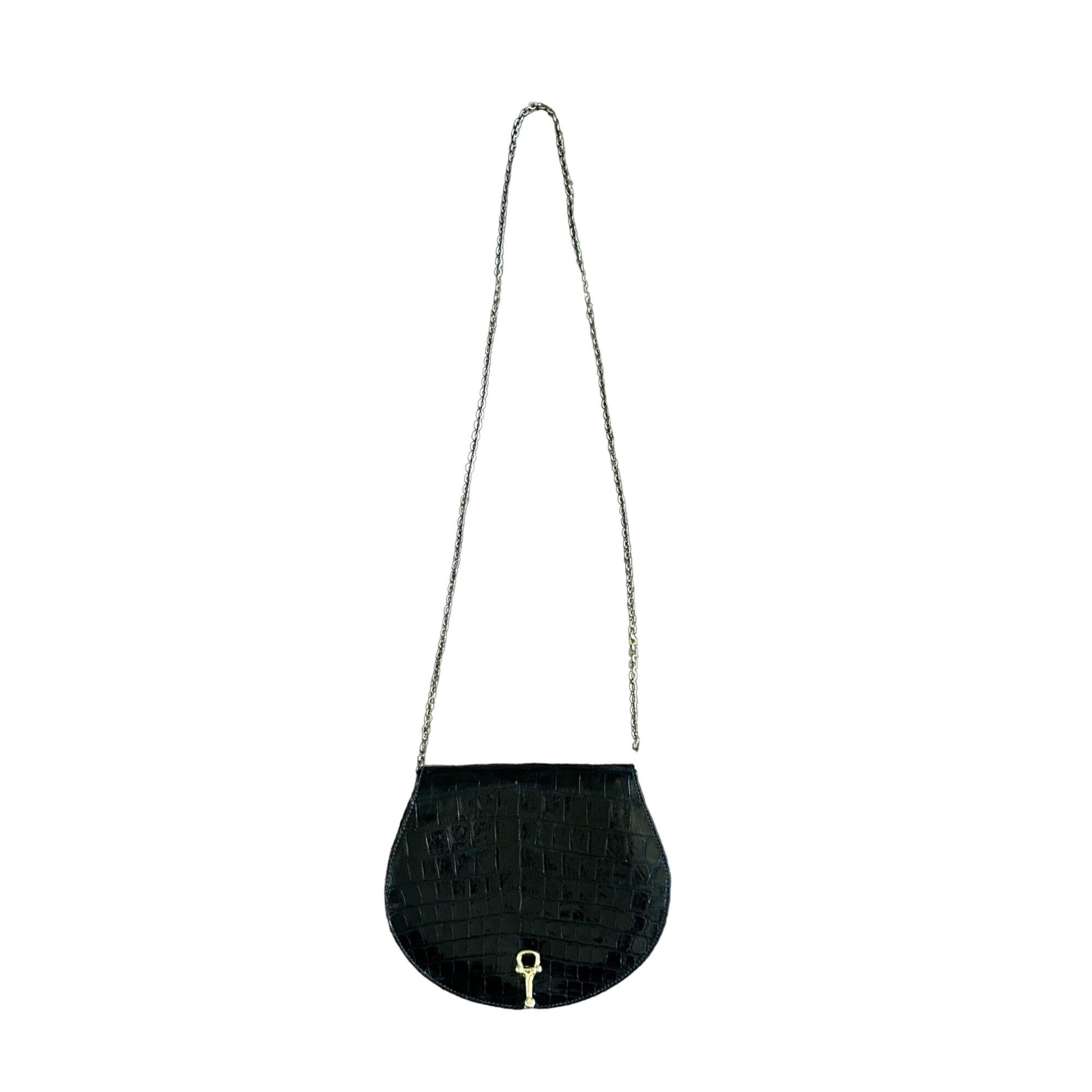 Vintage Vintage Black Leather Animal Print Embossed Crossbody Bag Ch Size ONE SIZE - 1 Thumbnail