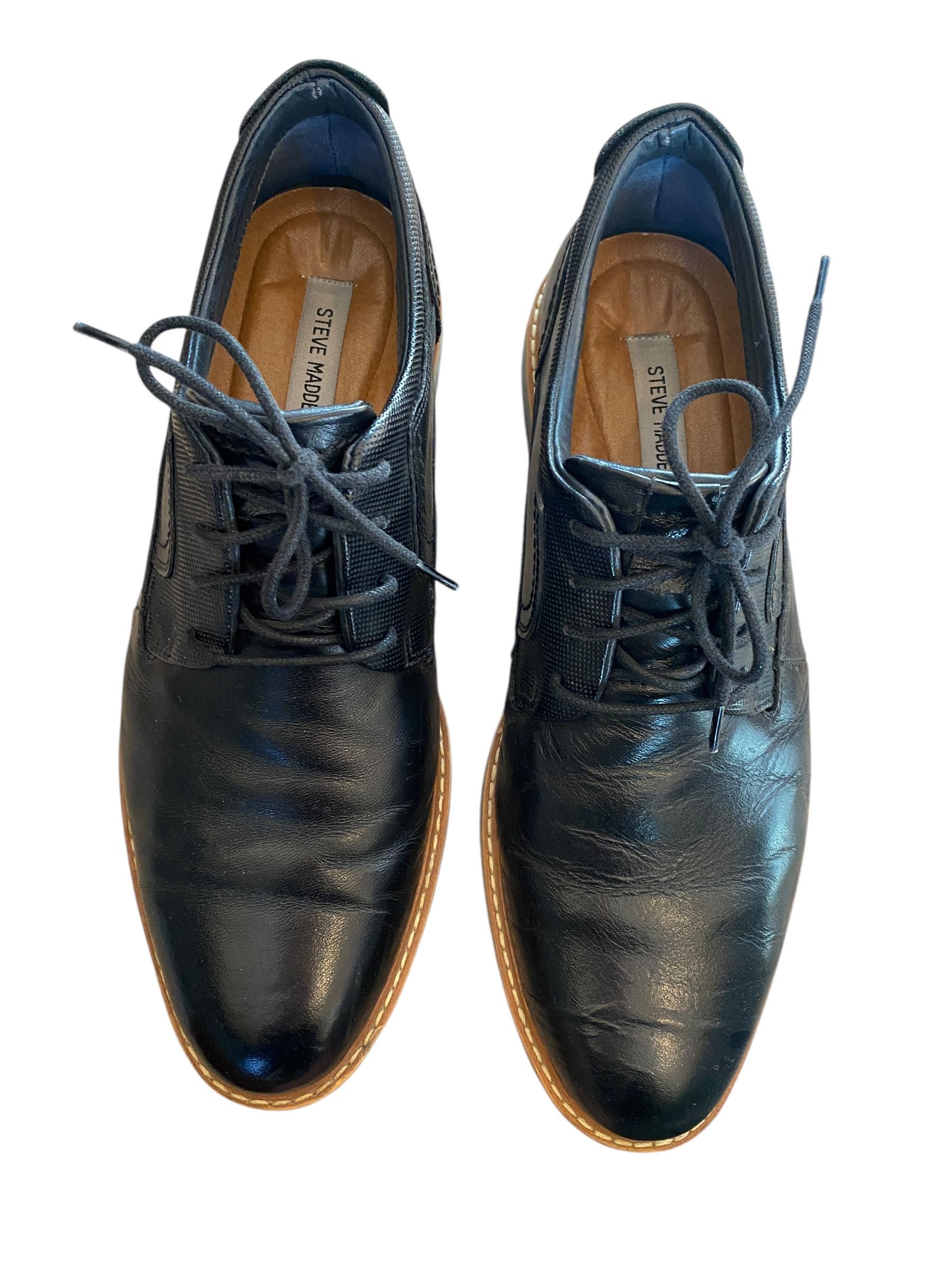 Steve Madden Steve Madden Leather Black Shoes Size US 11 / EU 44 - 1 Thumbnail
