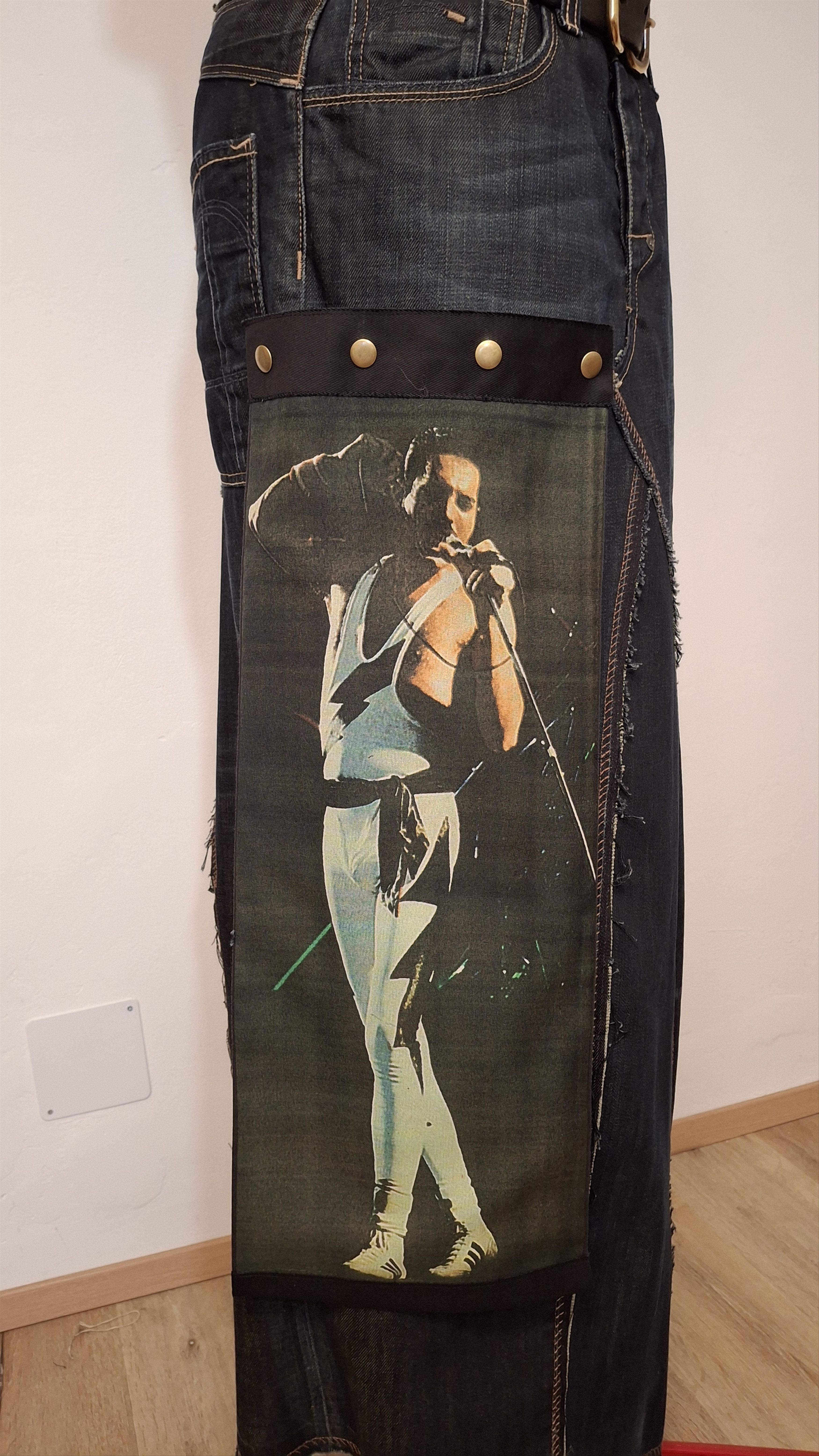 handvaerk Y2K Reworked Denim Maxi Kilt Skirt with Detachable Panel Size 34" / US 12 / IT 48 - 3 Thumbnail