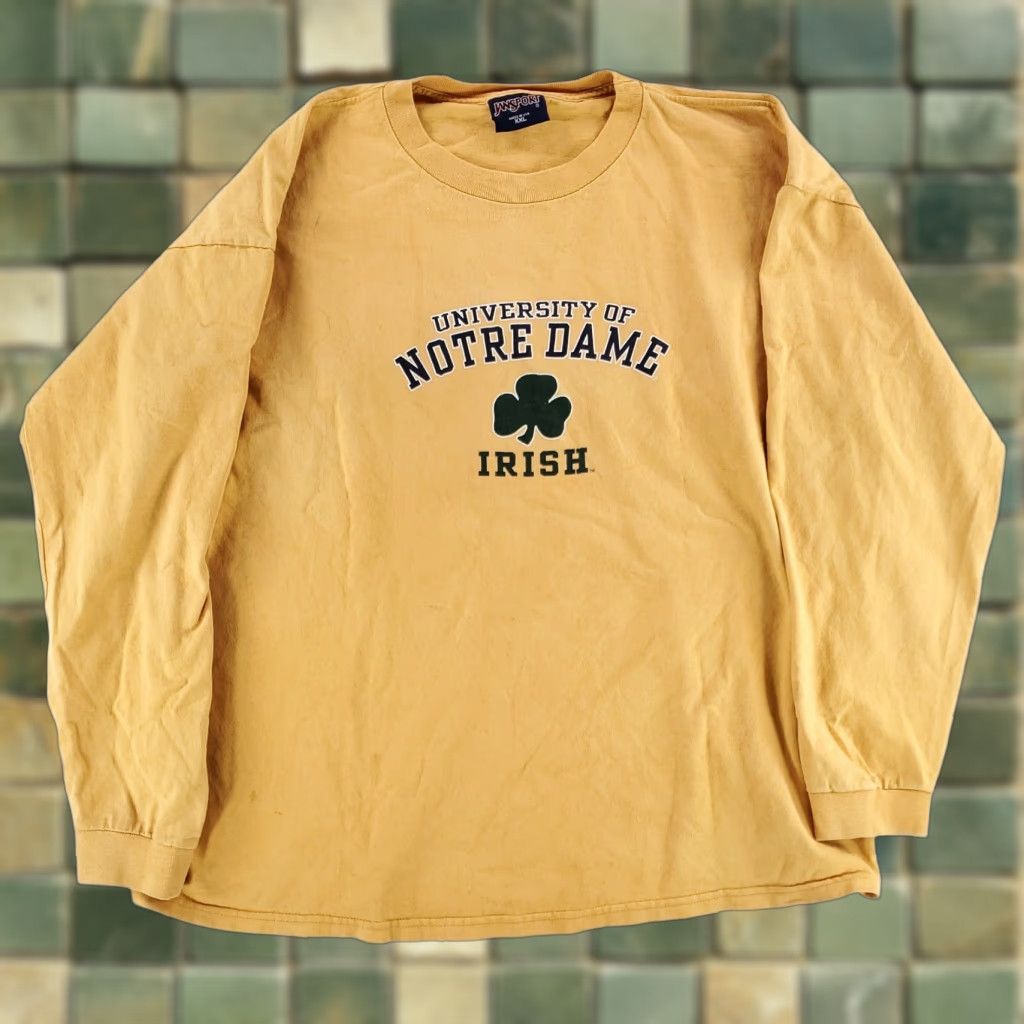 Jansport VINTAGE Notre Dame Jansport Long Sleeve Shirt Yellow Mens XXL 90s Shirt Mens XXl Size US XXL / EU 58 / 5 - 1 Thumbnail