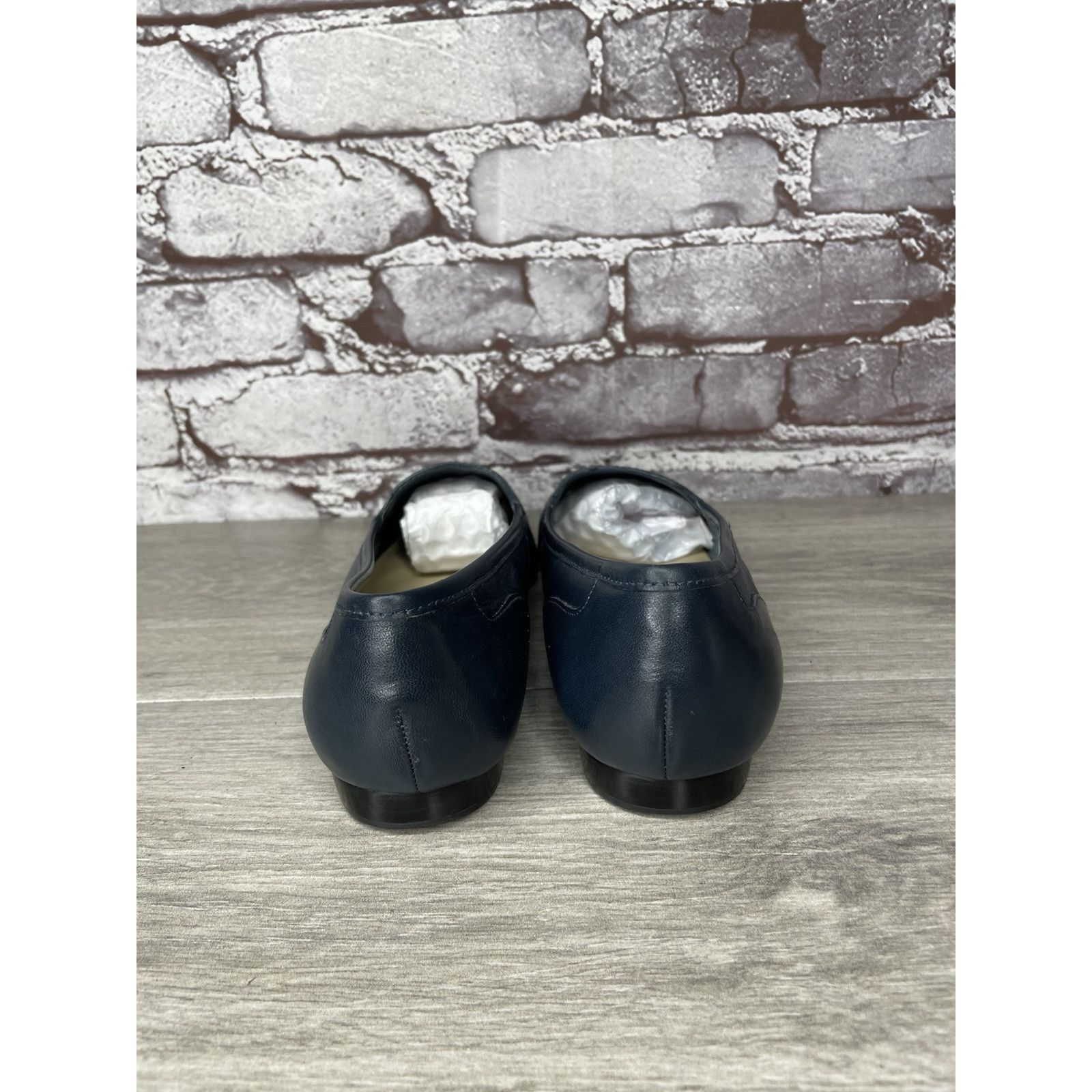 Enzo Bonafe Enzo Angiolini Liberty Navy Blue Leather Square Toe Loafers Size US 7 / IT 37 - 6 Thumbnail