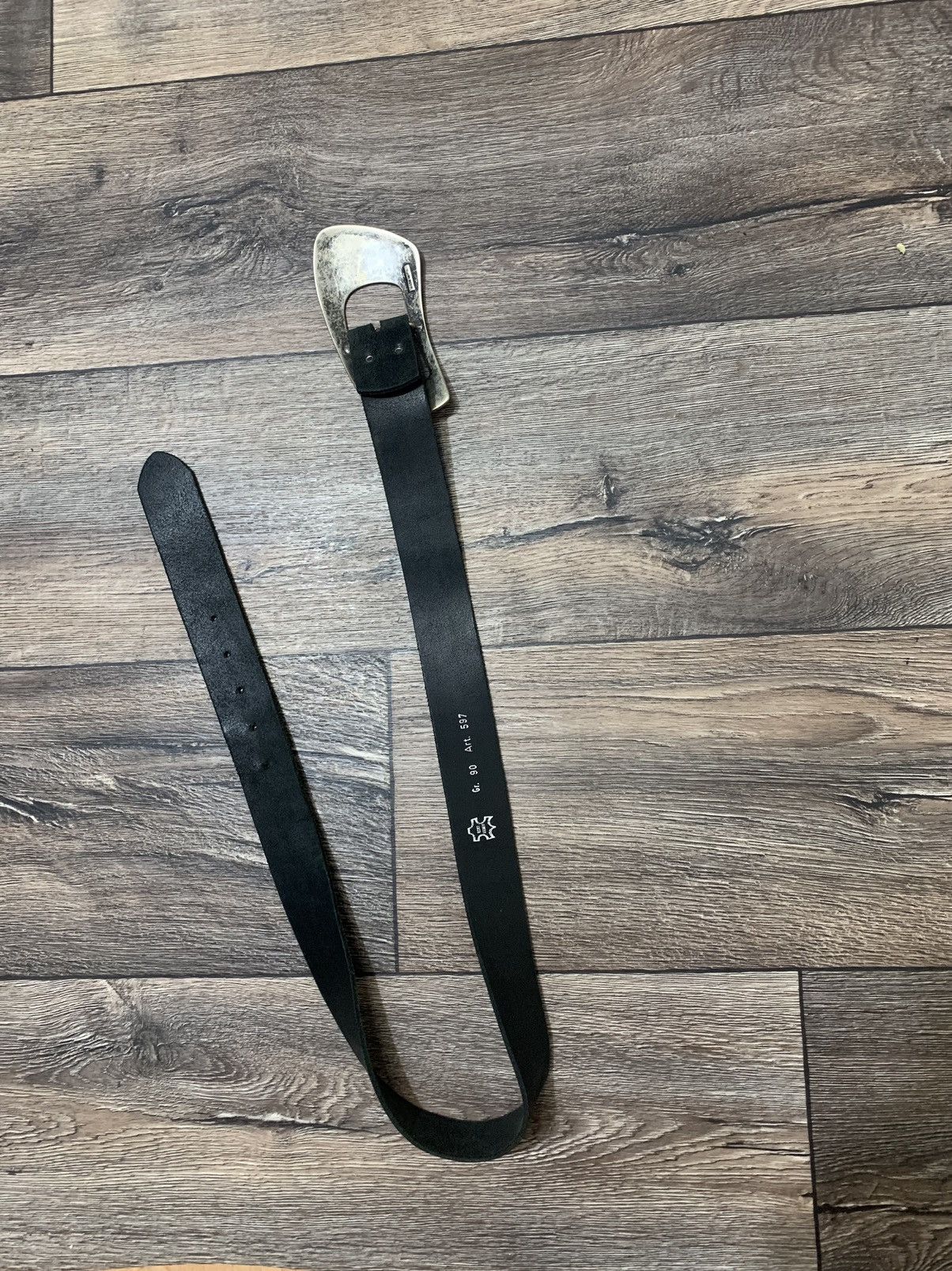 Diesel × Vintage Vintage AvantGarde Black Leather Belt Y2k Diesel Style Italy Size ONE SIZE - 5 Thumbnail