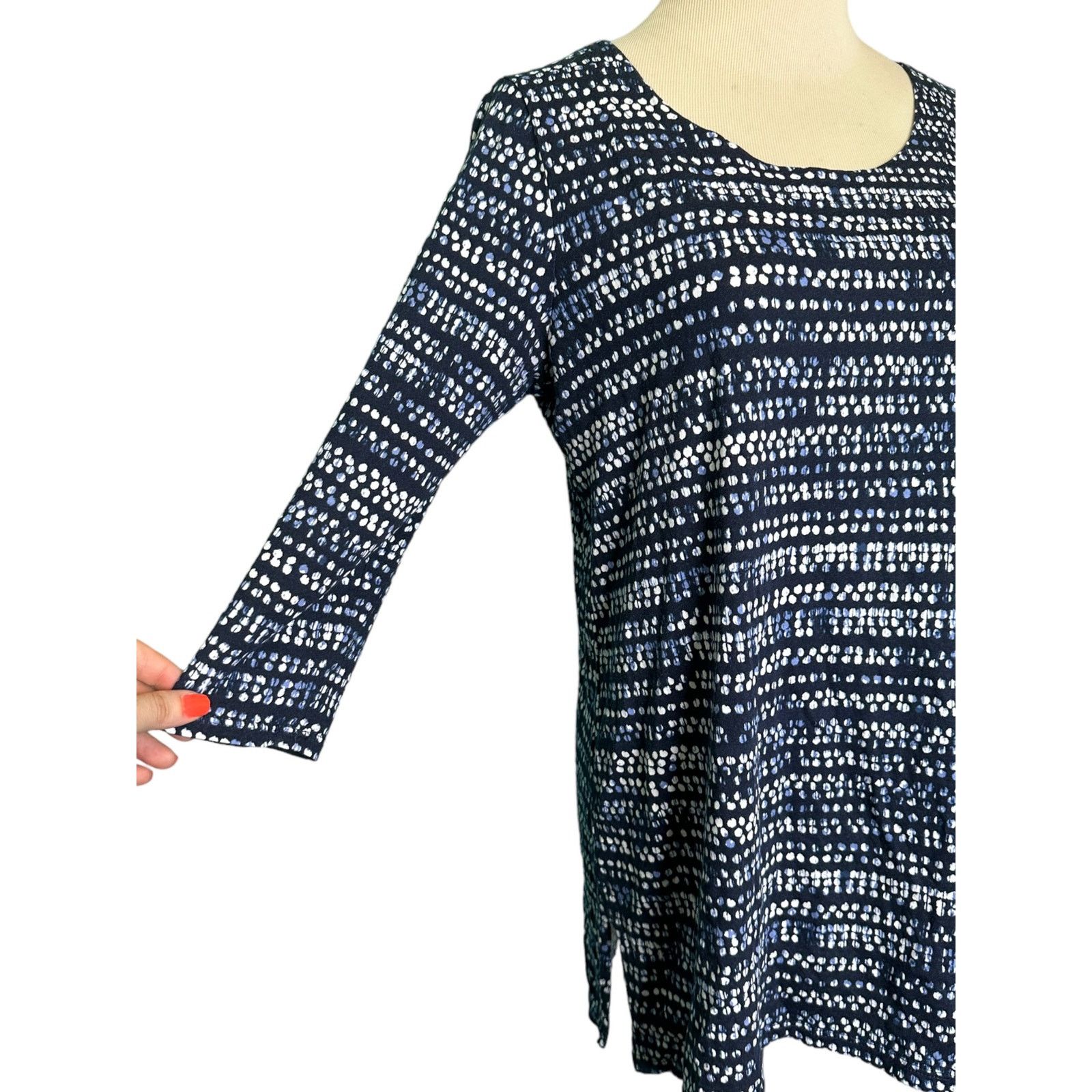 J. Jill Pure Jill blue printed 3/4 sleeves boat neck top size SP Size S / US 4 / IT 40 - 8 Thumbnail