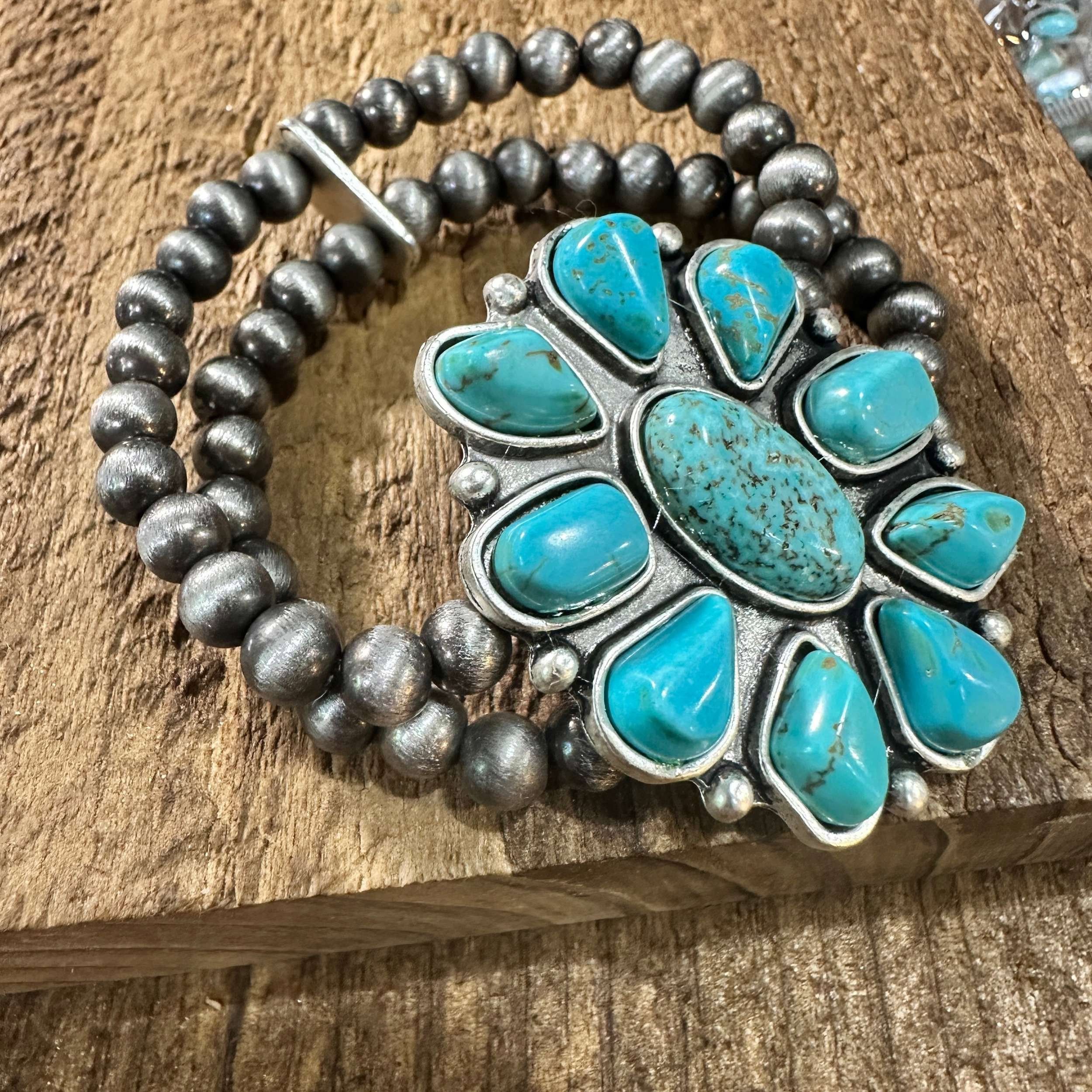 Other Handmade Turquoise Stretch Bracelet for Women, Native Americ Size ONE SIZE - 4 Thumbnail