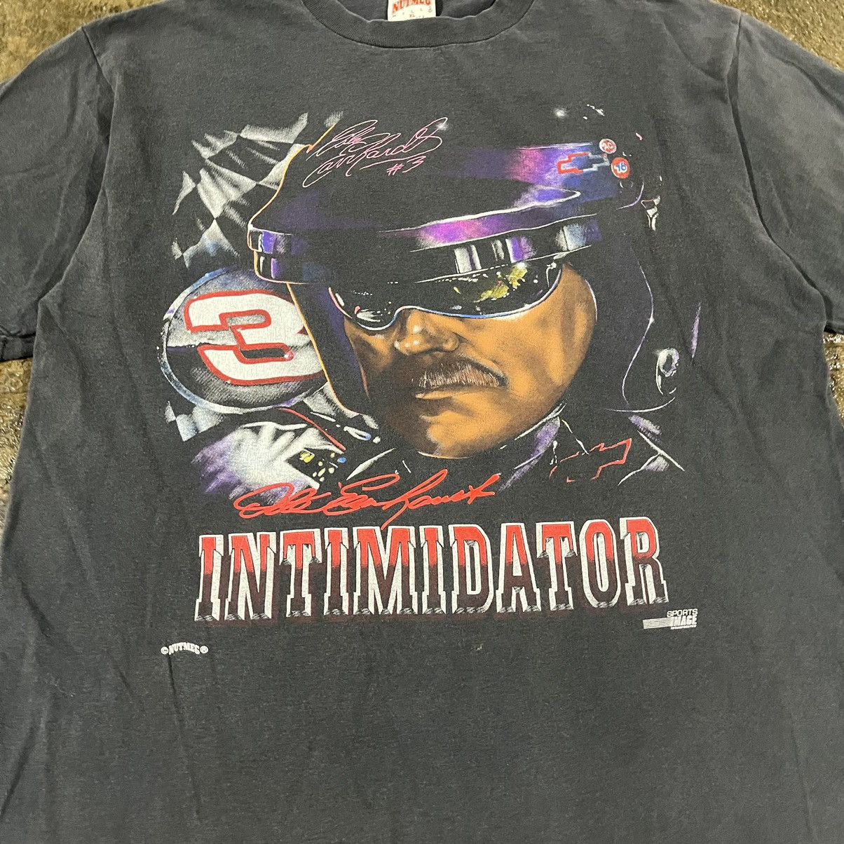NASCAR × Vintage CRAZY VINTAGE DALE EARNARDT INTIMIDATOR FADED NUTMEG TEE Size US XL / EU 56 / 4 - 3 Thumbnail