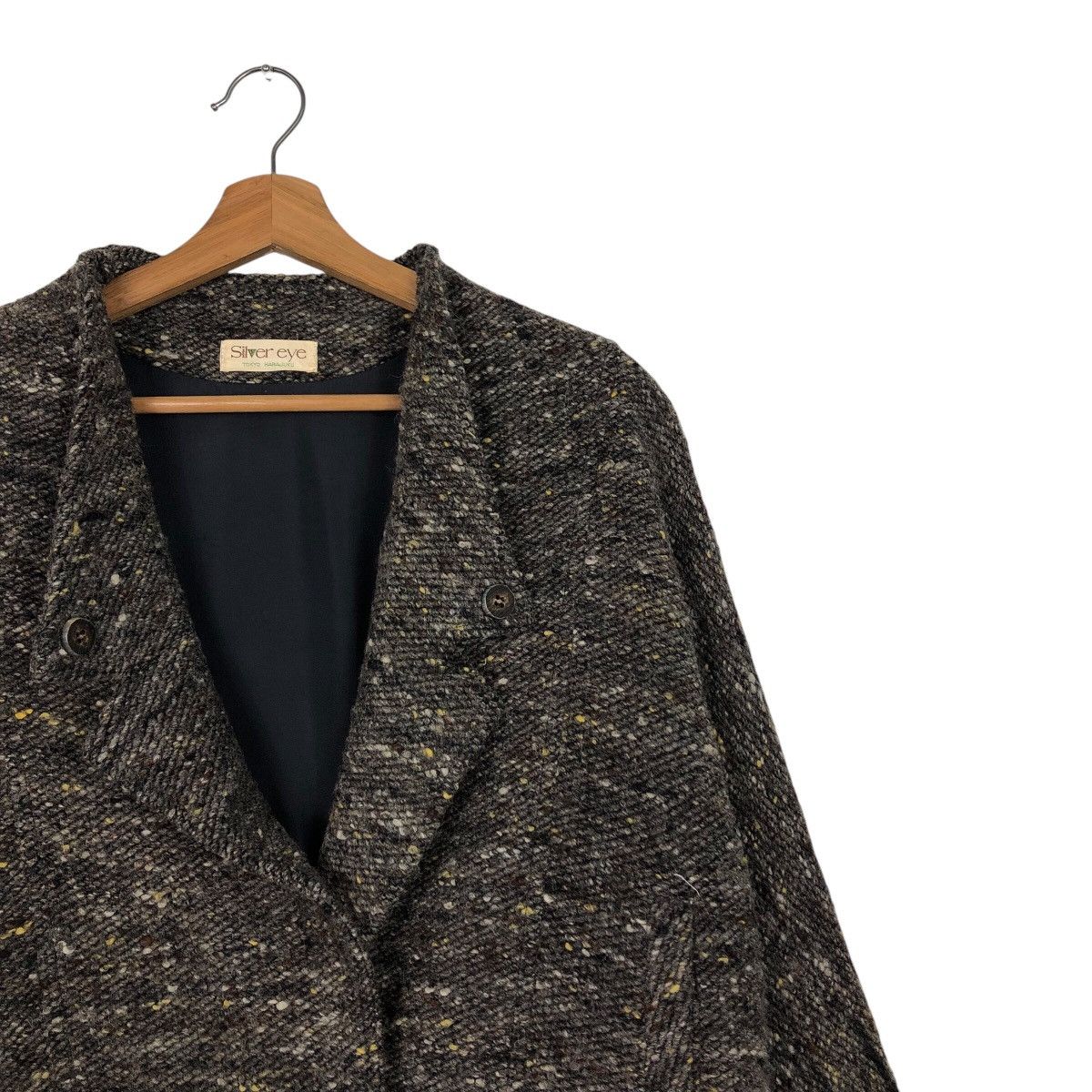 Japanese Brand × Vintage 📌Silver Eye Herringbone Wool Double Collar Issey Miyake Size US M / EU 48-50 / 2 - 7 Thumbnail