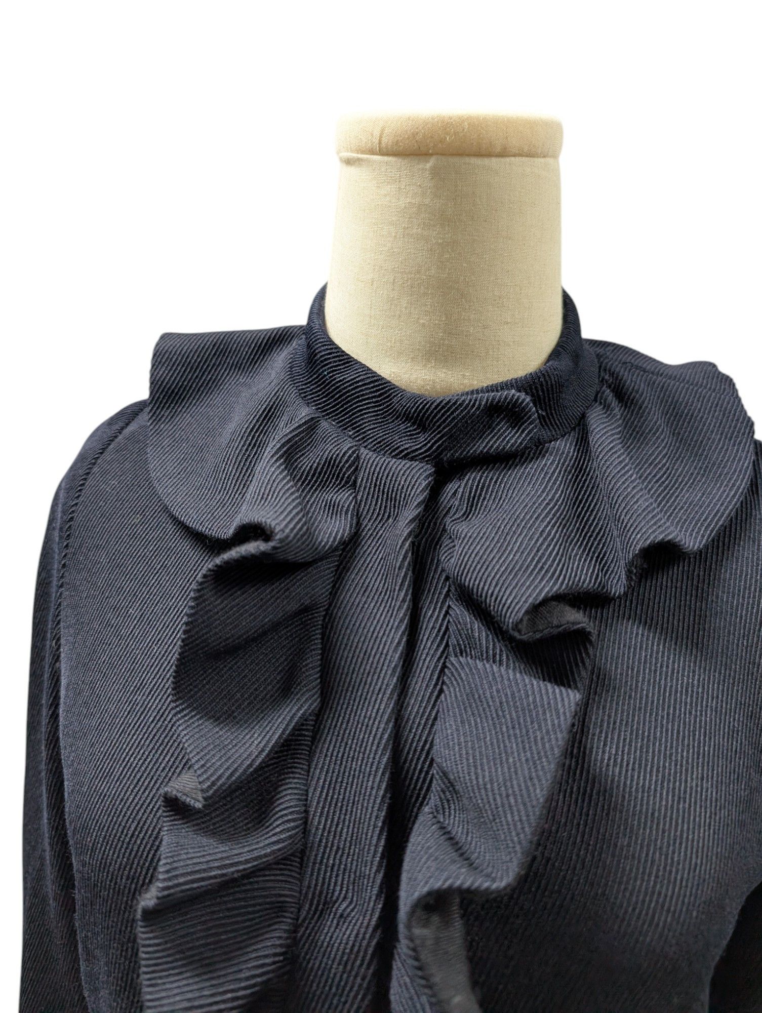 Miu Miu Navy Blue Wool Jacket With Ruffles Size S / US 4 / IT 40 - 3 Thumbnail