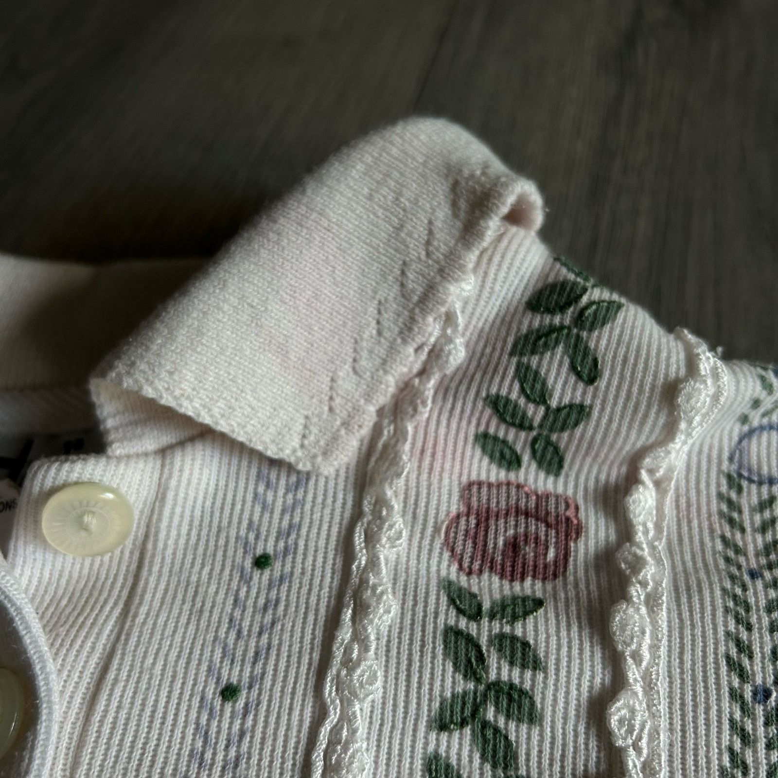 Other Vintage 80s cottage core Floral Embroidered Knit Polo Shirt Size L / US 10 / IT 46 - 6 Thumbnail