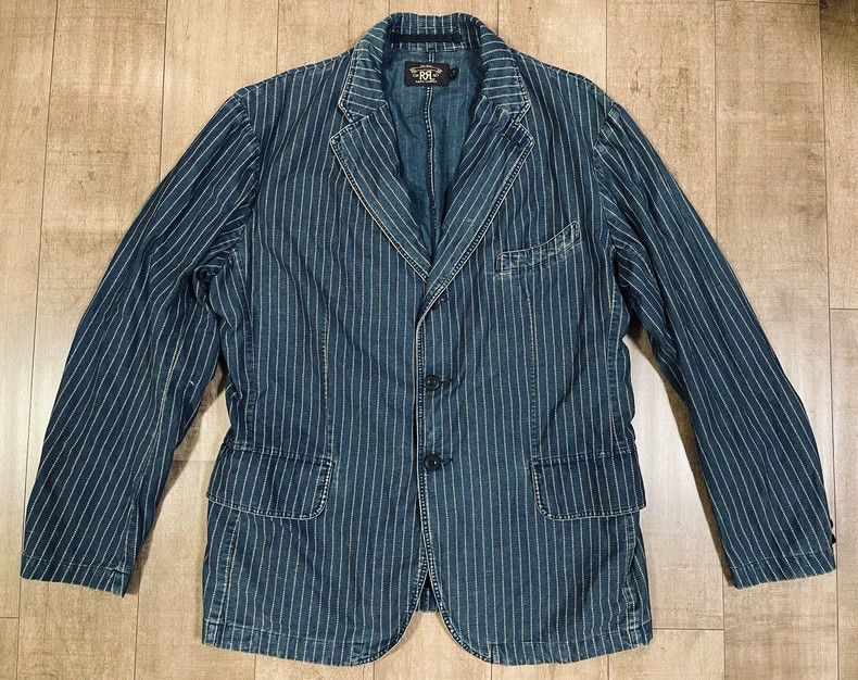 RRL Ralph Lauren RRL Ralph Lauren Vertical striped blue dyed indigo retro A Size US L / EU 52-54 / 3 - 2 Thumbnail