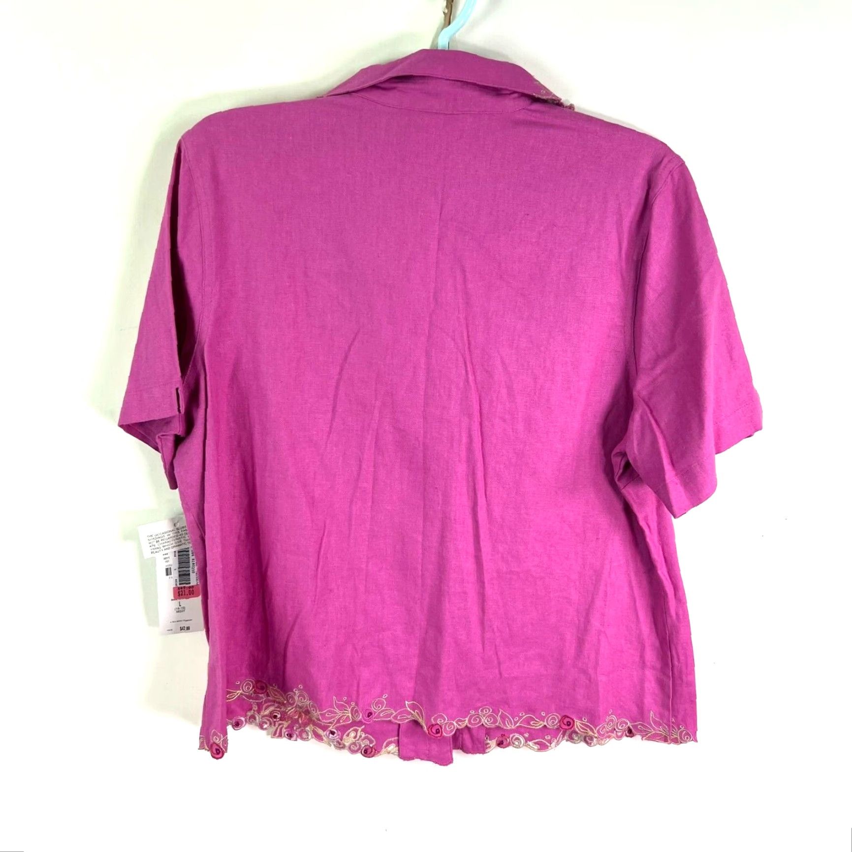 Vintage VINTAGE Napa Valley Linen Blend Button-Up Shirt Womens Junior Size L Pink Floral Casual Summer Size L / US 10 / IT 46 - 2 Thumbnail