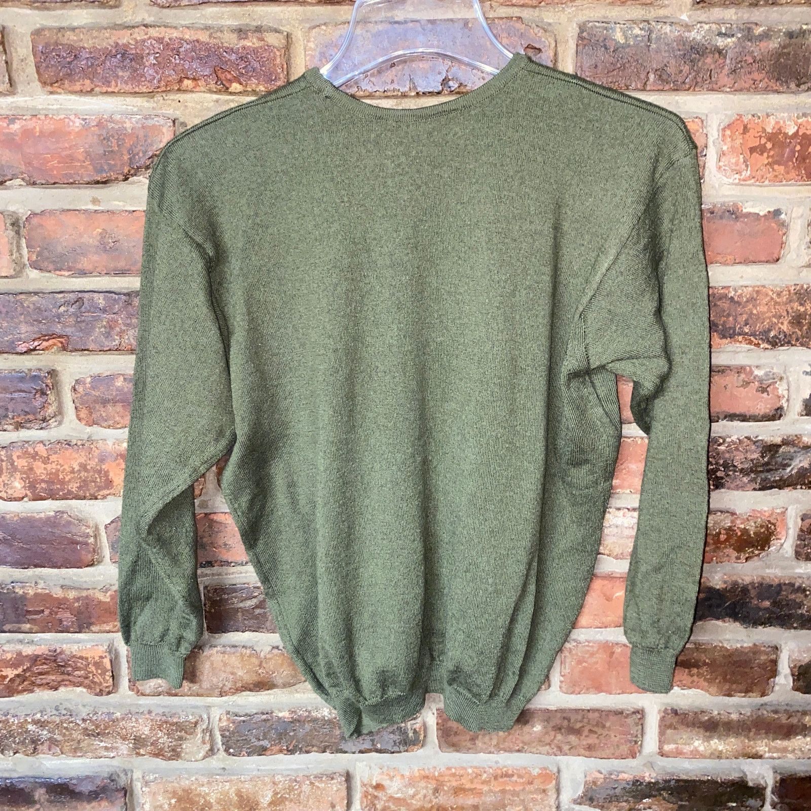 Other Solid Olive Green Crew Neck 100% Wool Pullover Sweater Small Size S / US 4 / IT 40 - 6 Thumbnail