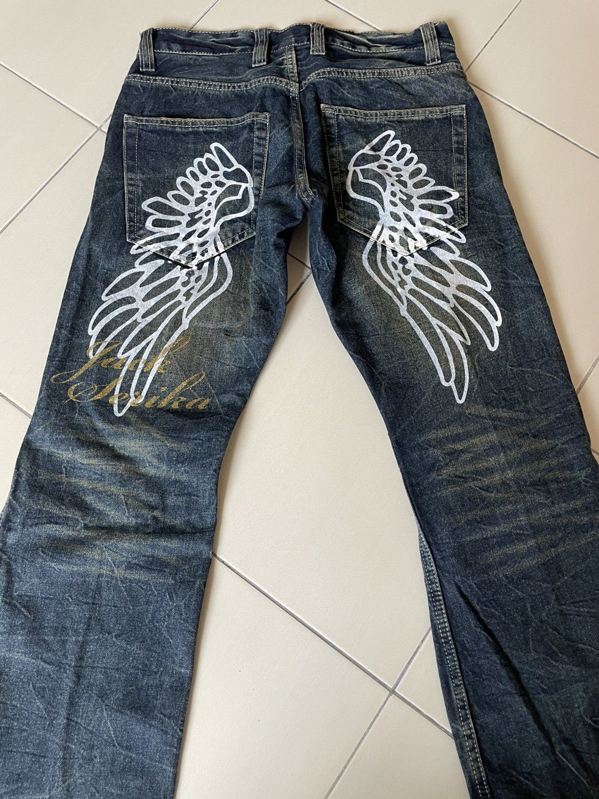 Japanese Brand Jack Serika Angel Wings Flare Jeans Size US 30 / EU 46 - 6 Thumbnail