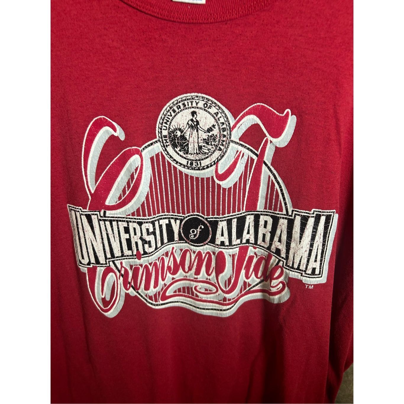 Russell Athletic Vintage 1990s single stitched university of Alabama red whit Size US XL / EU 56 / 4 - 4 Thumbnail