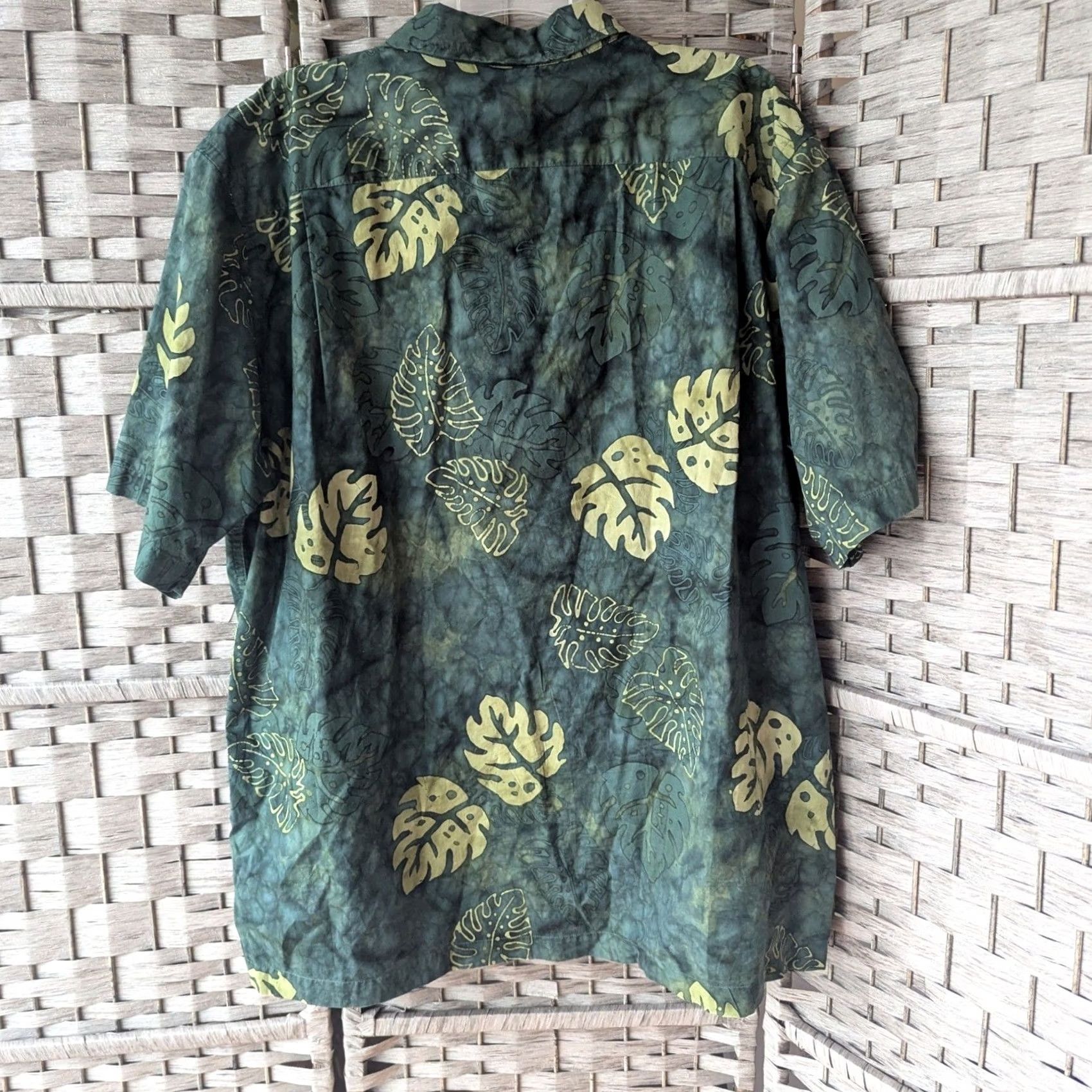 Lands' End Lands' End Button-Up Green Monstera Leaf Print Cotton Camp Shirt Mens XL Beach Size US XL / EU 56 / 4 - 4 Thumbnail