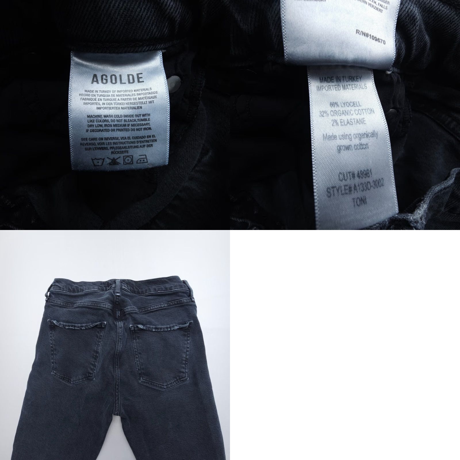 Agolde AGOLDE Toni Jeans Womens 26 Mid Rise Straight Black Slim Raw Hem Organic Denim Jeans Size 26" / US 2 / IT 38 - 8 Thumbnail