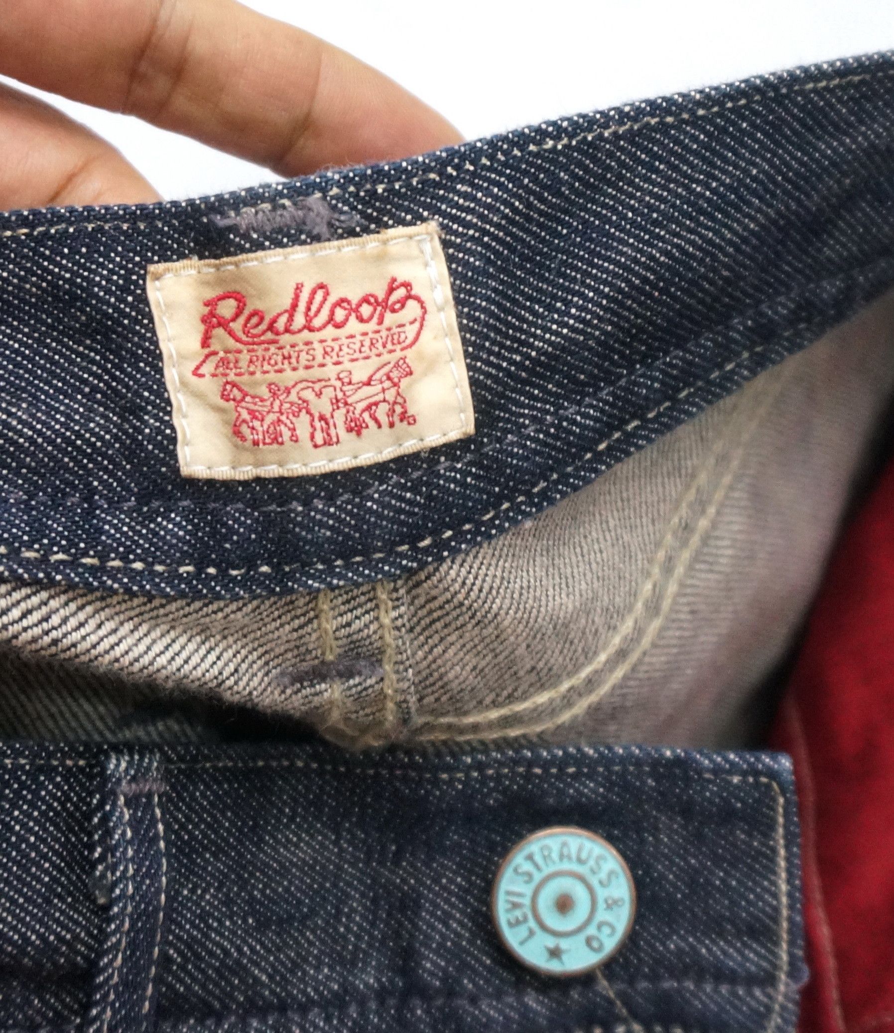 Levi's 💥 Rare Levis Women Red Loop Japan Flare Indigo Jeans Size 27" / US 4 / IT 40 - 8 Thumbnail