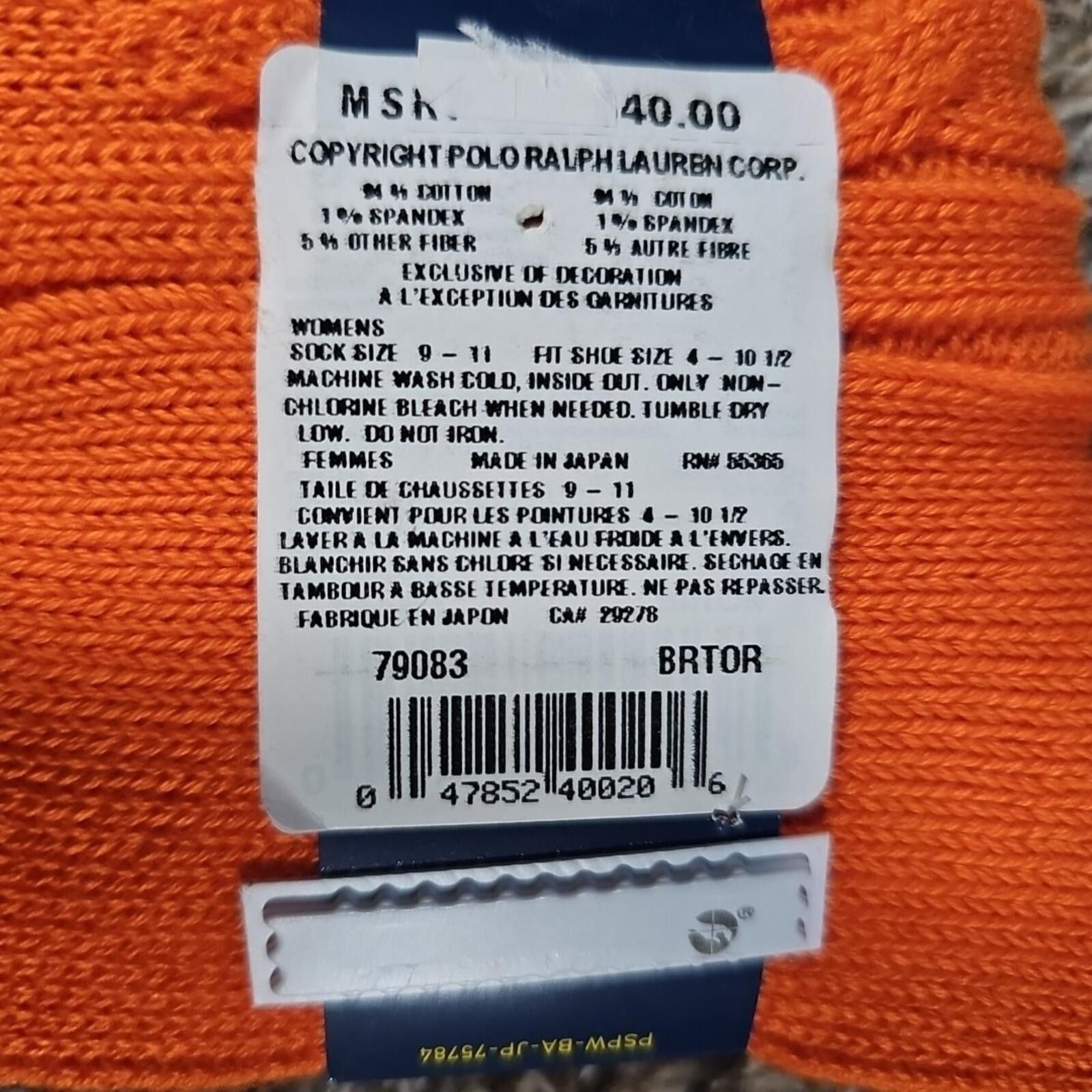 Polo Ralph Lauren Polo Ralph Lauren Orange Womens Socks 9-11 NWT Size ONE SIZE - 6 Thumbnail
