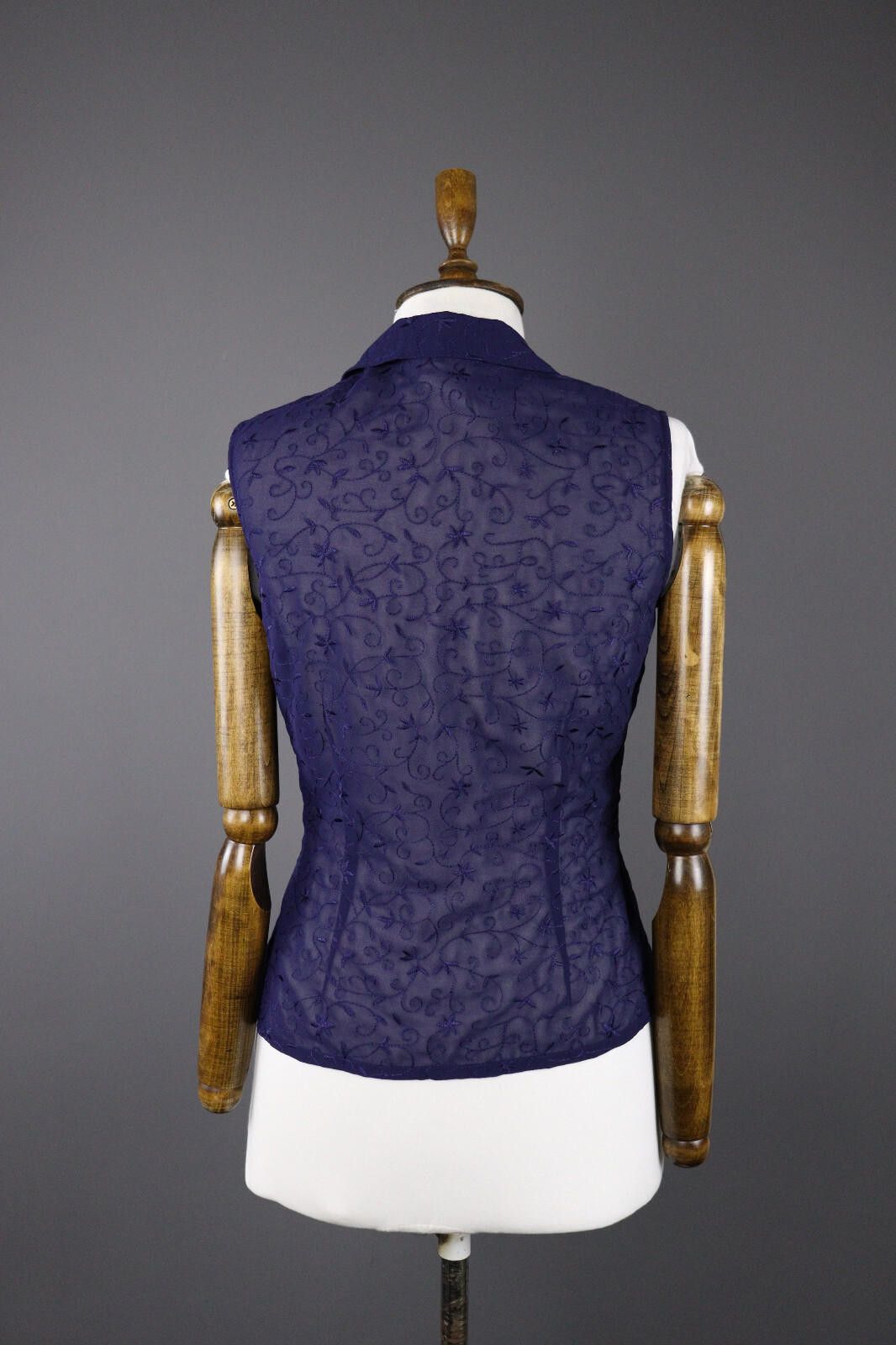 Designer Vintage Laure Ashley Blue Floral Vest Gilet EU 34 US 4 UK 8 Size S / US 4 / IT 40 - 5 Thumbnail