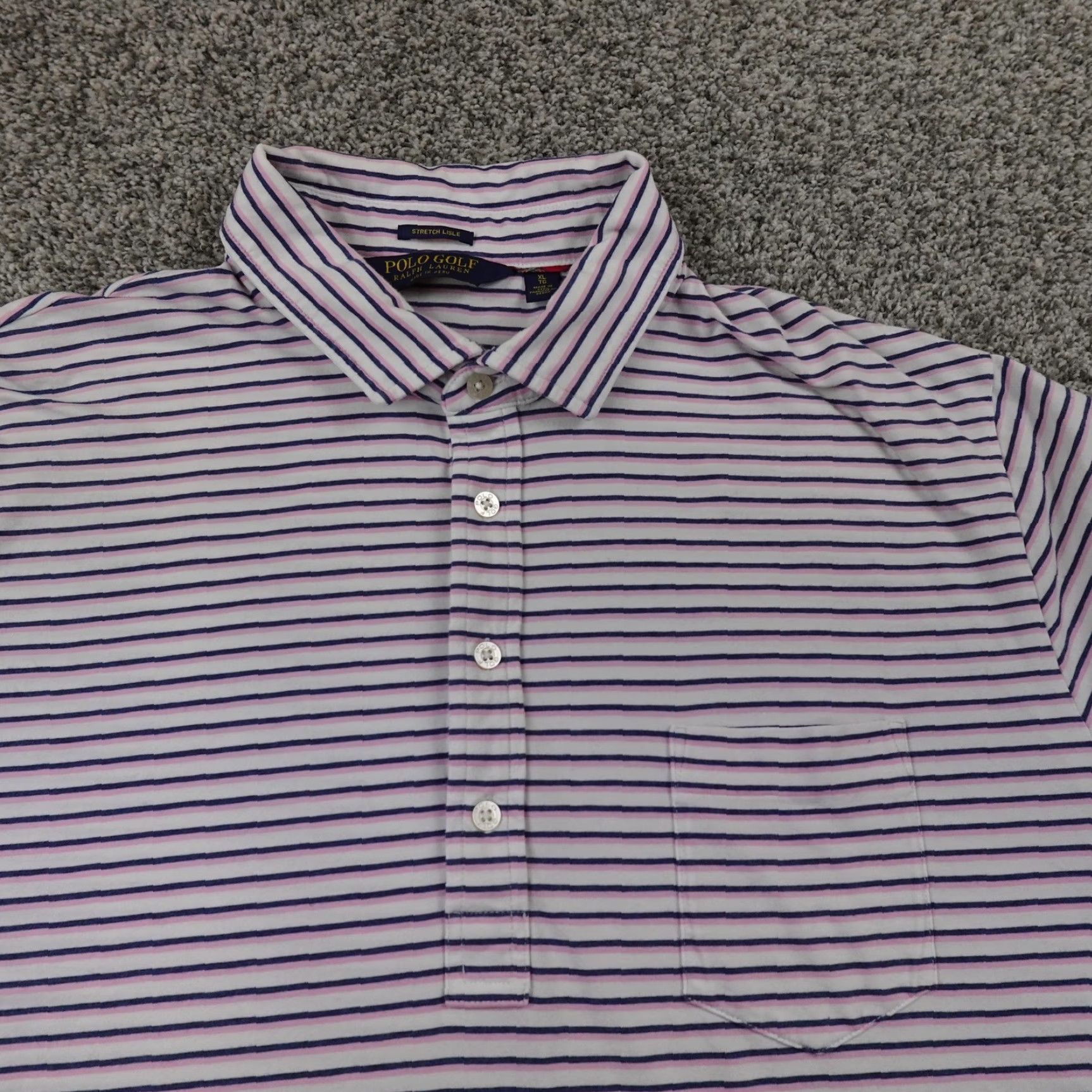 Polo Ralph Lauren Ralph Lauren Polo Shirt Mens XL Blue Pink Stripe Performance Golf Stretch Lisle Shirt Size US XL / EU 56 / 4 - 3 Thumbnail