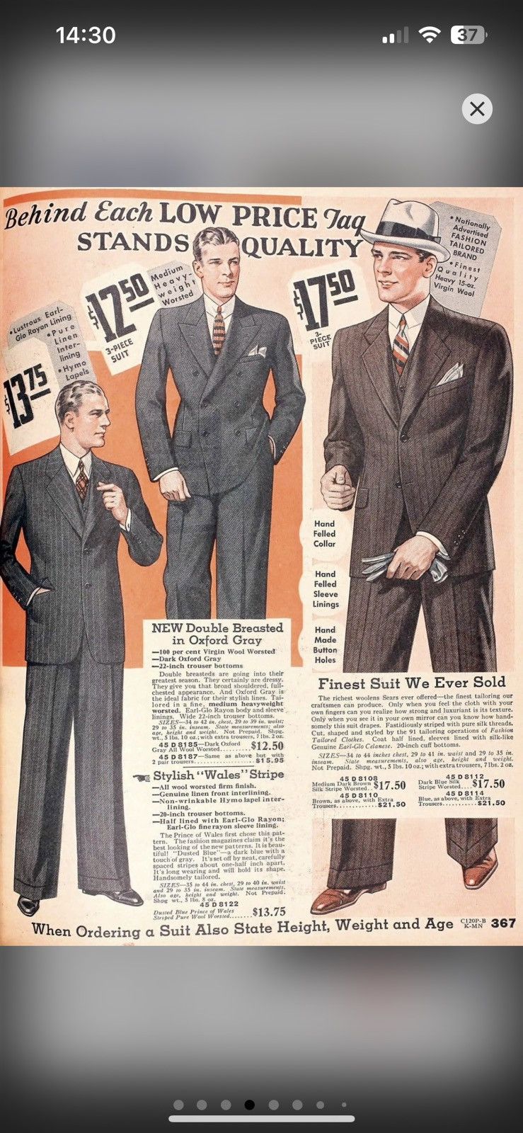 Japanese Brand Antique ≥1920s European Suspender Japanese Wool Trousers Size US 34 / EU 50 - 8 Thumbnail