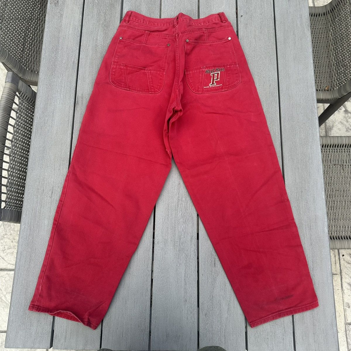 Pelle Pelle Red Vintage Baggy Pelle Pelle Embroidered Jeans Size US 34 / EU 50 - 6 Thumbnail