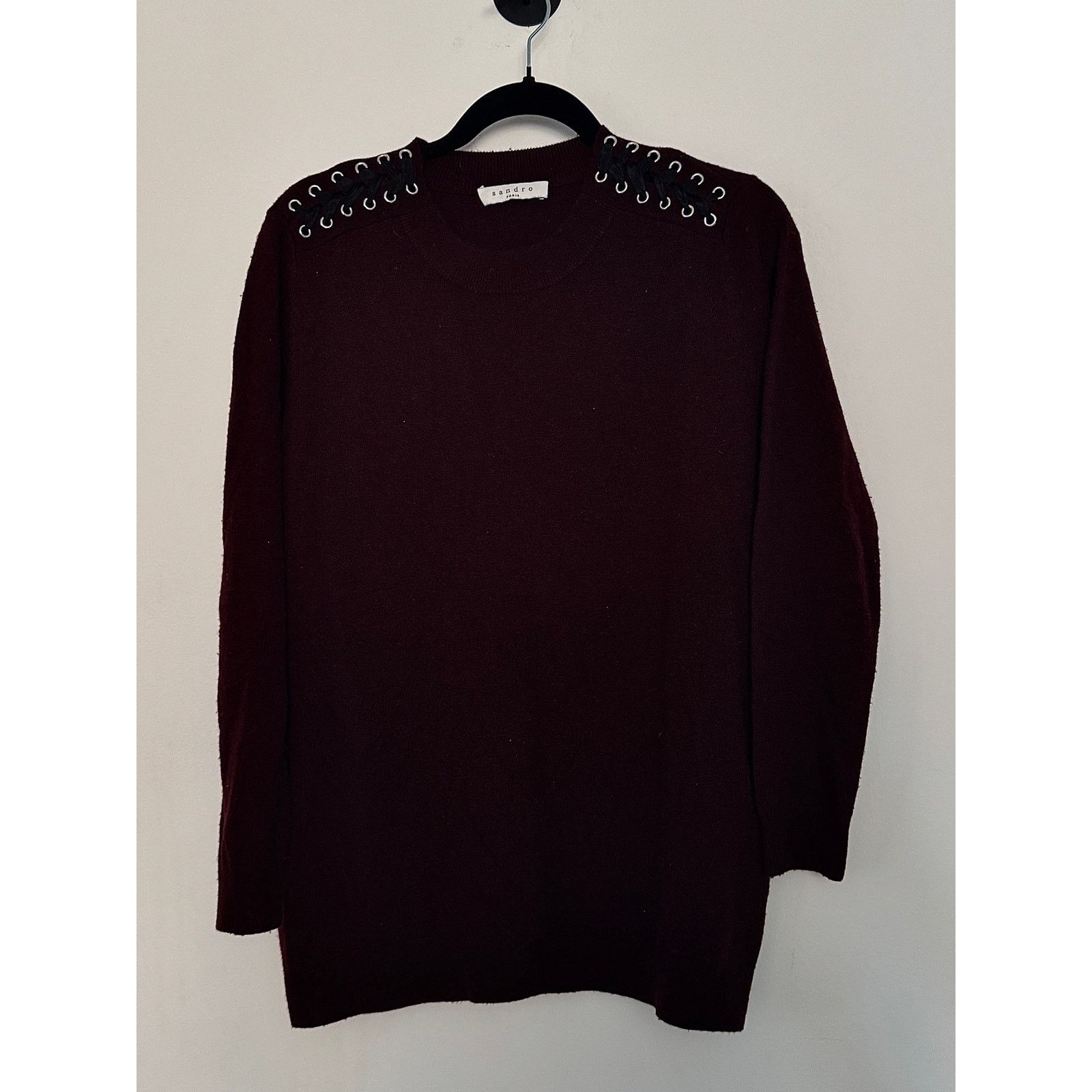 Sandro Sandro Sweater Wool Cashmere Women's Lace Up Shoulder Size M / US 6-8 / IT 42-44 - 1 Thumbnail
