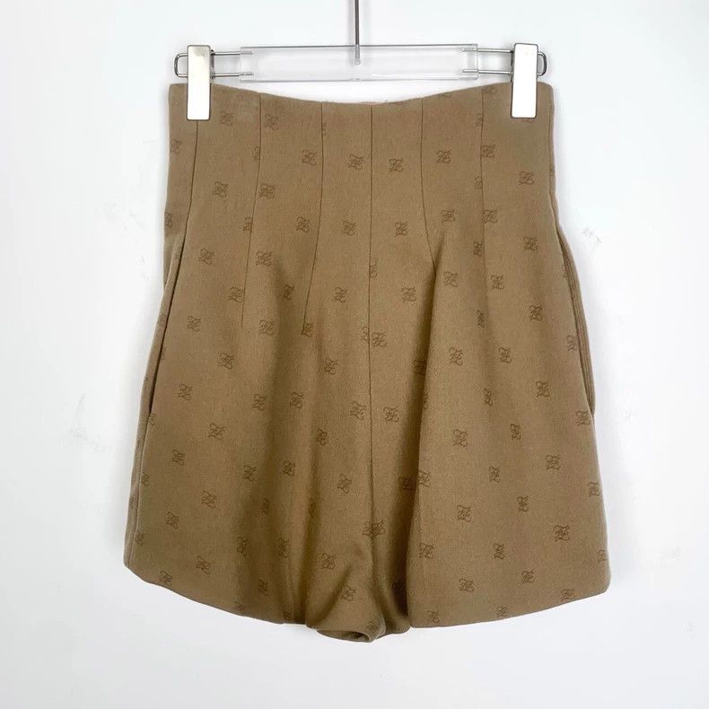 Fendi FENDI Logo print high-waist short pants Brown Size 36 Size 42" / US 20 - 2 Thumbnail