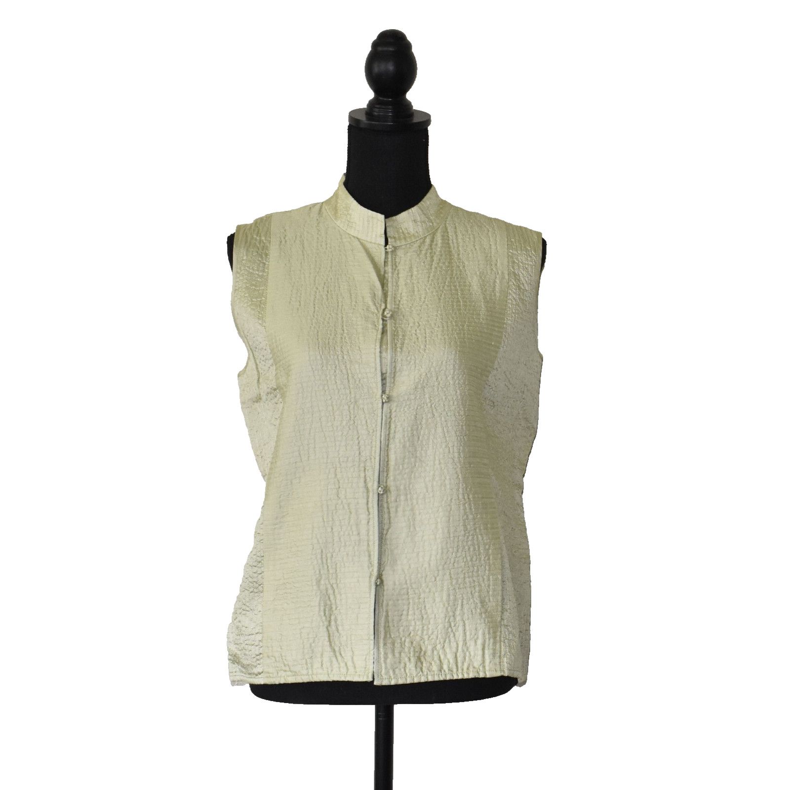 Eileen Fisher EILEEN FISHER Qulted Tussan Silk Mandarin Collar Vest L $228 Size L / US 10 / IT 46 - 1 Thumbnail