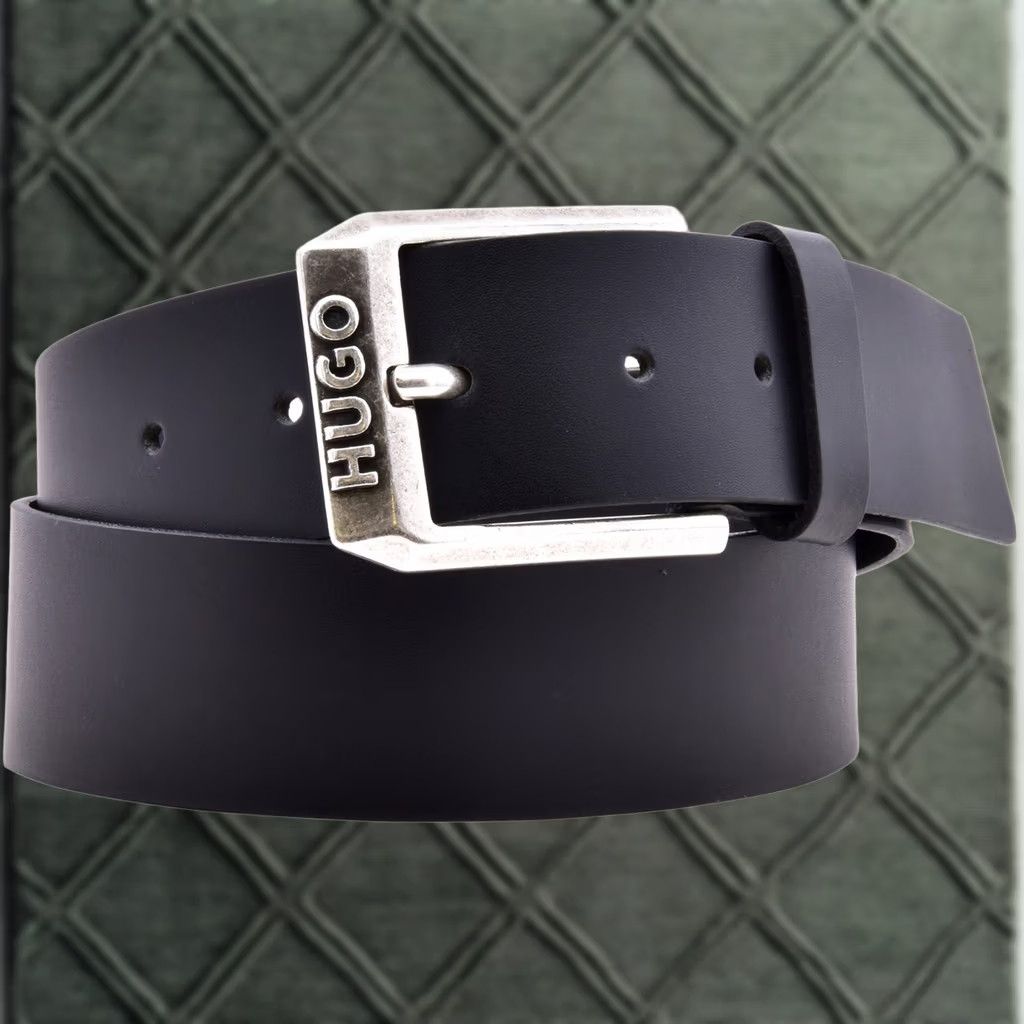Hugo Boss Hugo Boss Men's Leather Belt Pin Buckle Black Size: 38 Size 38 - 1 Thumbnail