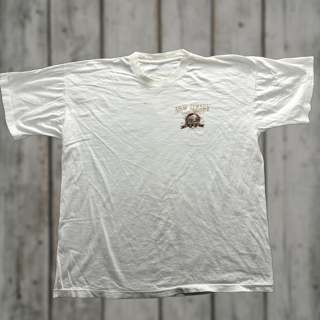 Vintage VINTAGE New Jersey Shirt Mens Large White Graphic Short Sleeve Crewneck Tee SS Size US L / EU 52-54 / 3 - 1 Thumbnail