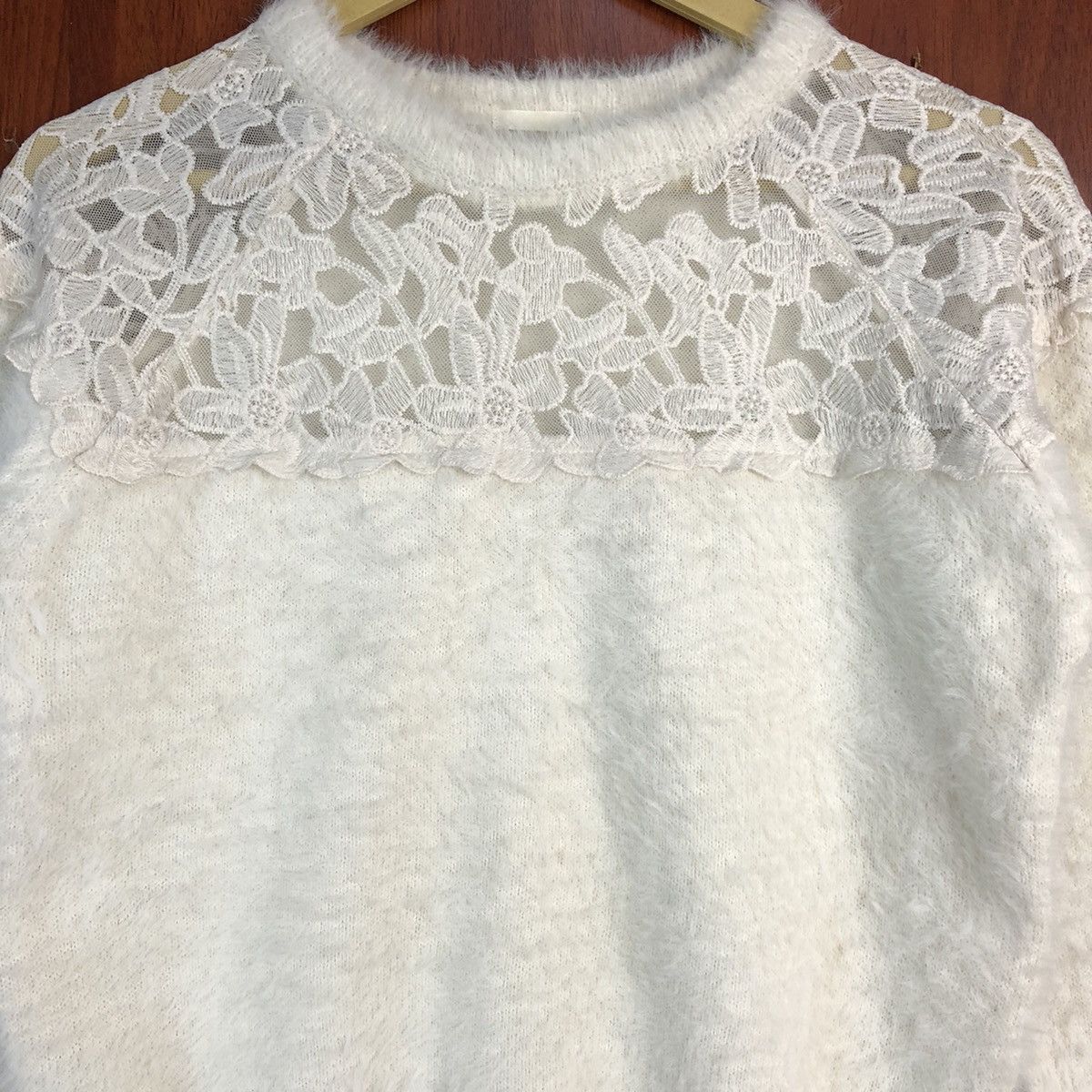 GU Gu White Shag Shaggy Fur Mohair Knitwear #932 Size S / US 4 / IT 40 - 5 Thumbnail