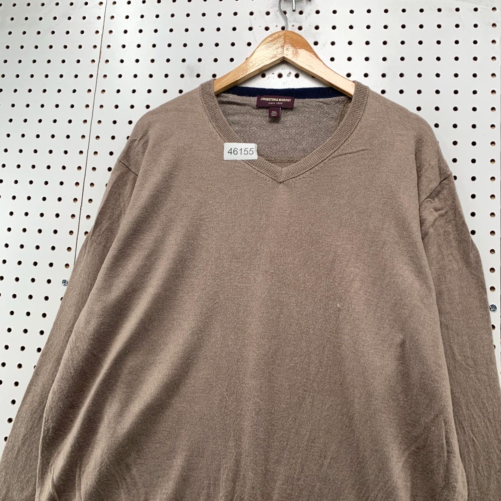 Johnston & Murphy Johnston & Murphy Silk Blend Sweater Mens 2XL Brown V Neck Lightweight Alpaca Size US XXL / EU 58 / 5 - 6 Thumbnail
