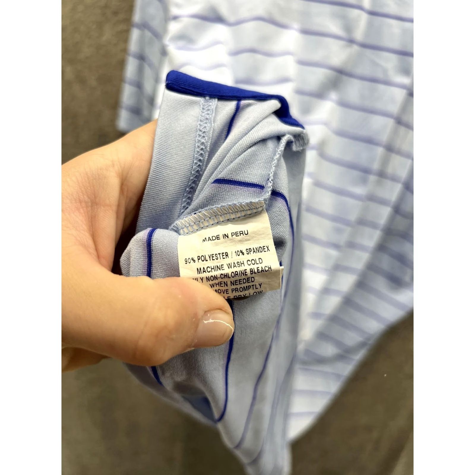 Vintage Greyson Polo Shirt Mens Large Blue Stripe Short Sleeve Golf Performance Stretch Polo Shirt Mens L Blue Striped Short Sleeve Size US L / EU 52-54 / 3 - 2 Thumbnail