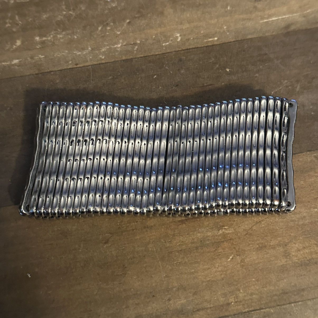 Other Wide silver tone bamboo bar stretch bracelet Size ONE SIZE - 5 Thumbnail