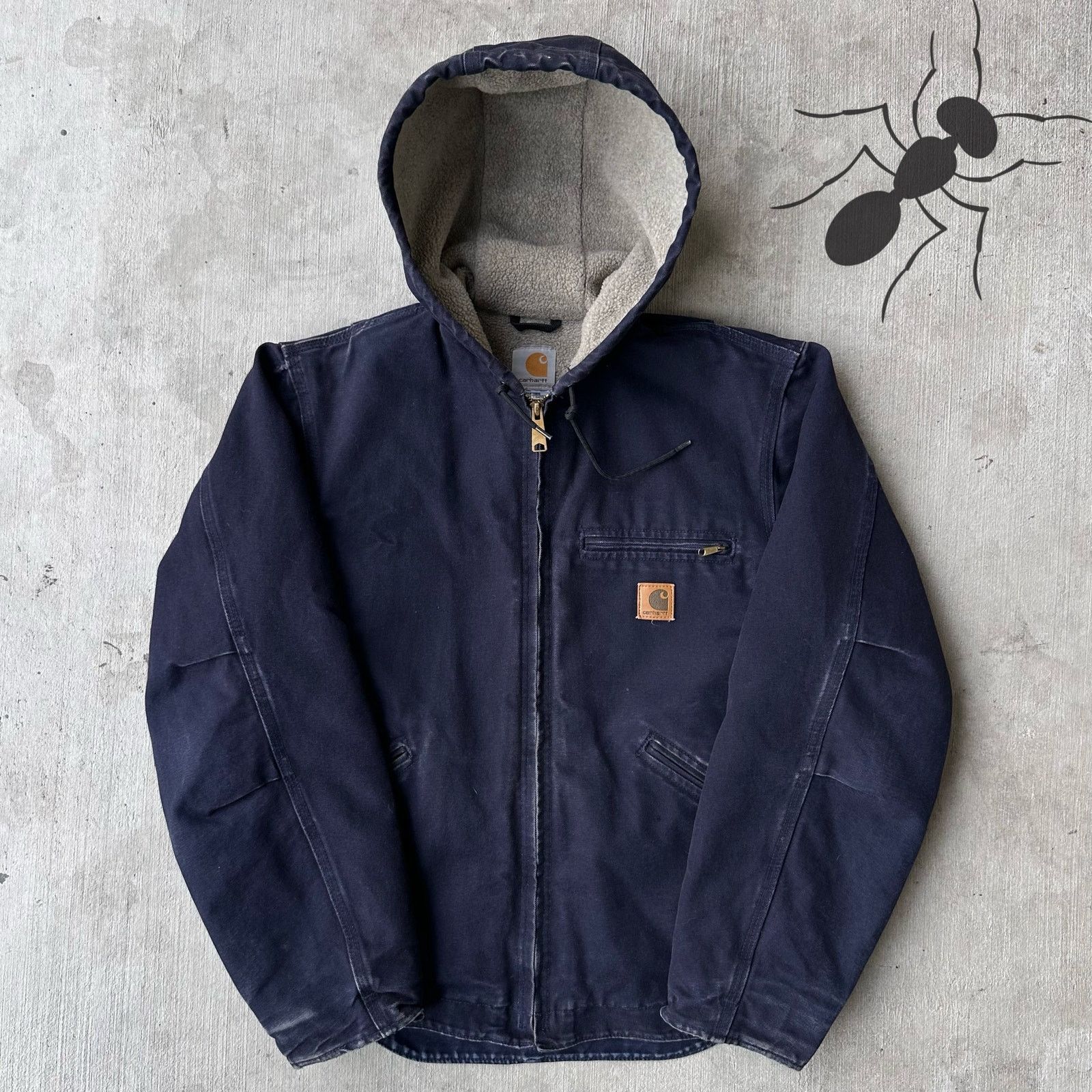 A.P.C. × Carhartt Navy Detroit Revisited Sherpa Jacket | Grailed