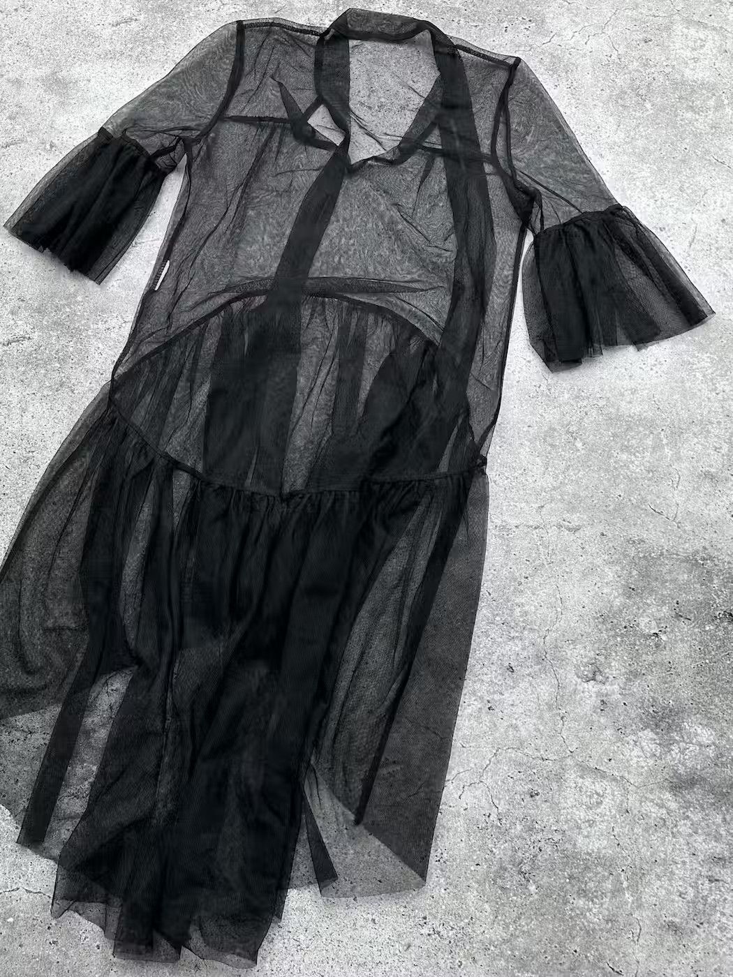 Japanese Brand Vintage Mesh Gothic Flare Dress C281(V436) Size M / US 6-8 / IT 42-44 - 7 Thumbnail