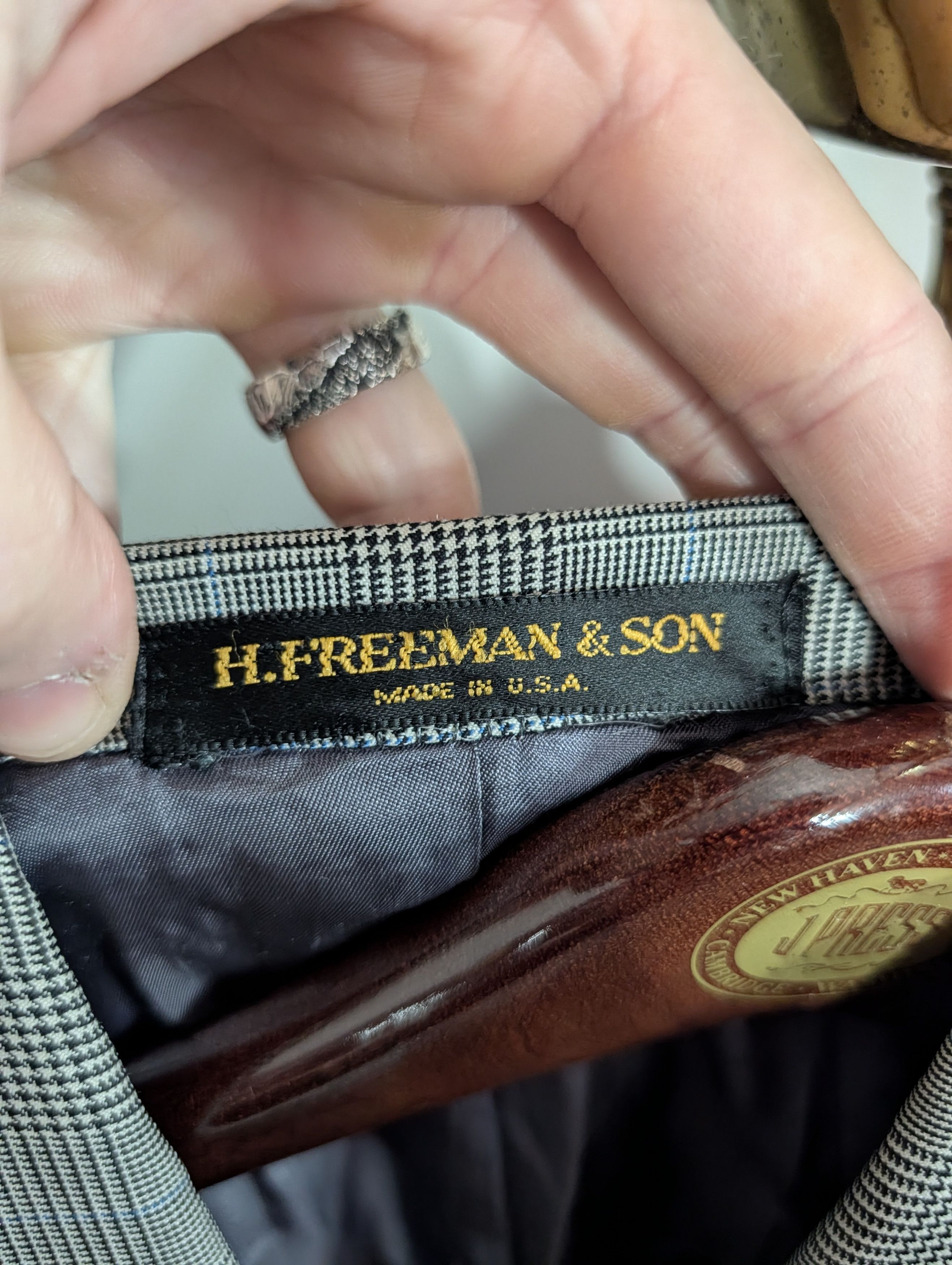 Freeman H FREEMAN & SON Bespoke Houndstooth Plaid Vtg Jacket Size 44L - 9 Thumbnail